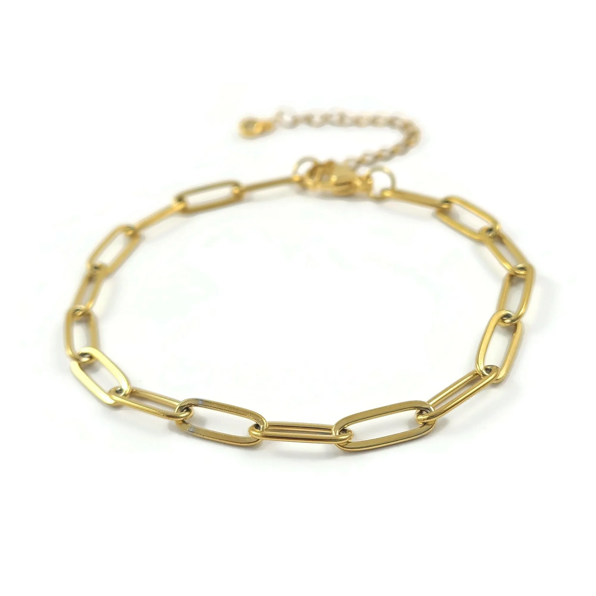 1 Adjustable paperclip chain bracelet, Gold and silver stainless steel