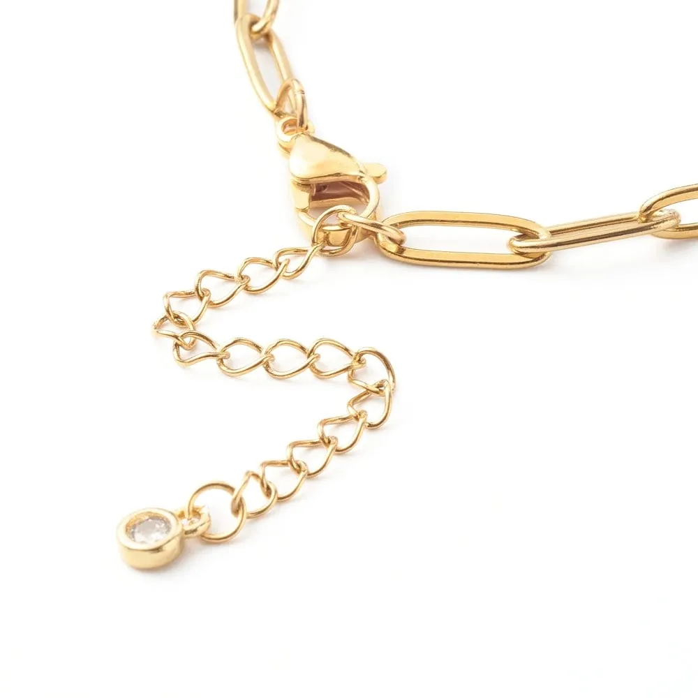 1 Adjustable paperclip chain bracelet, Gold and silver stainless steel