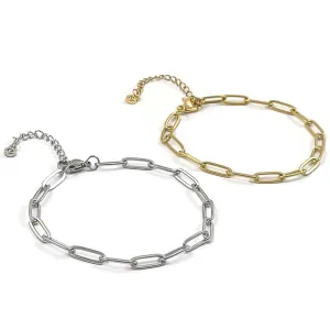 1 Adjustable paperclip chain bracelet, Gold and silver stainless steel