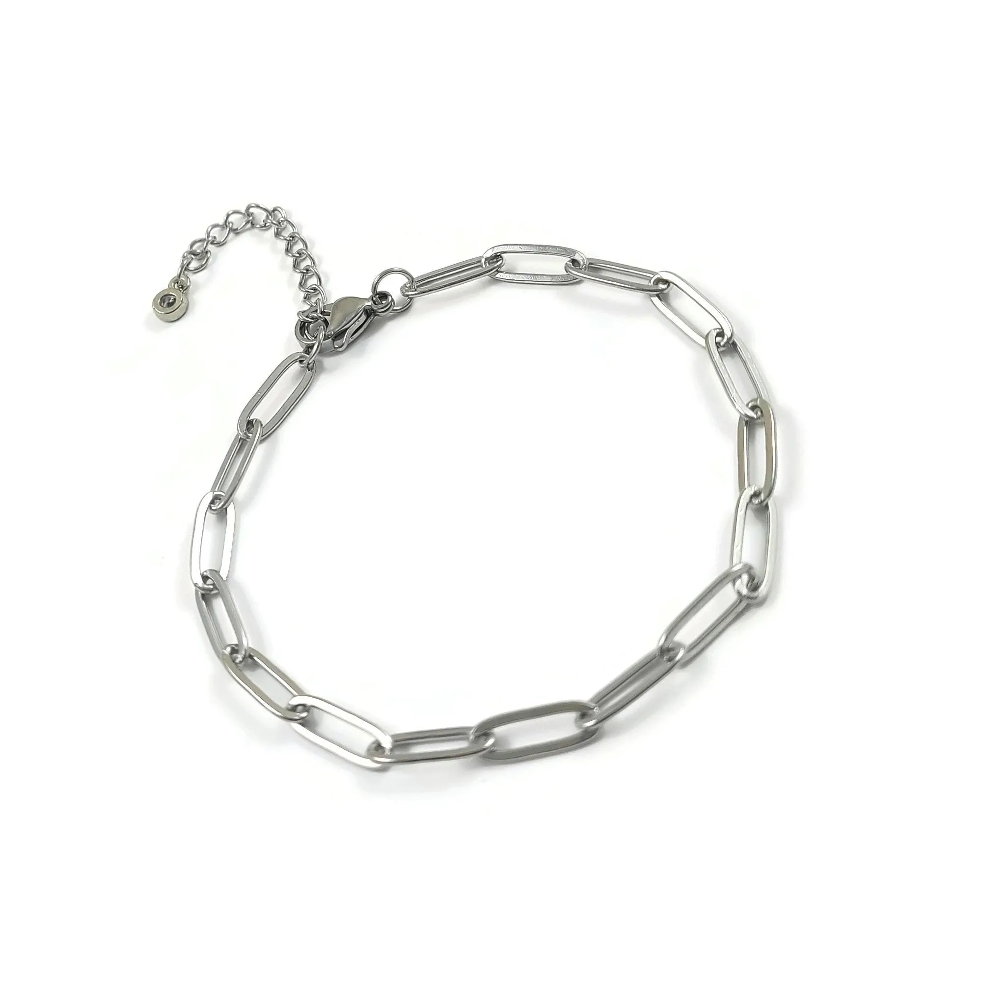 1 Adjustable paperclip chain bracelet, Gold and silver stainless steel