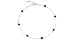 1 CT Bezel Set Garnet Seven Stone Station Chain Bracelet