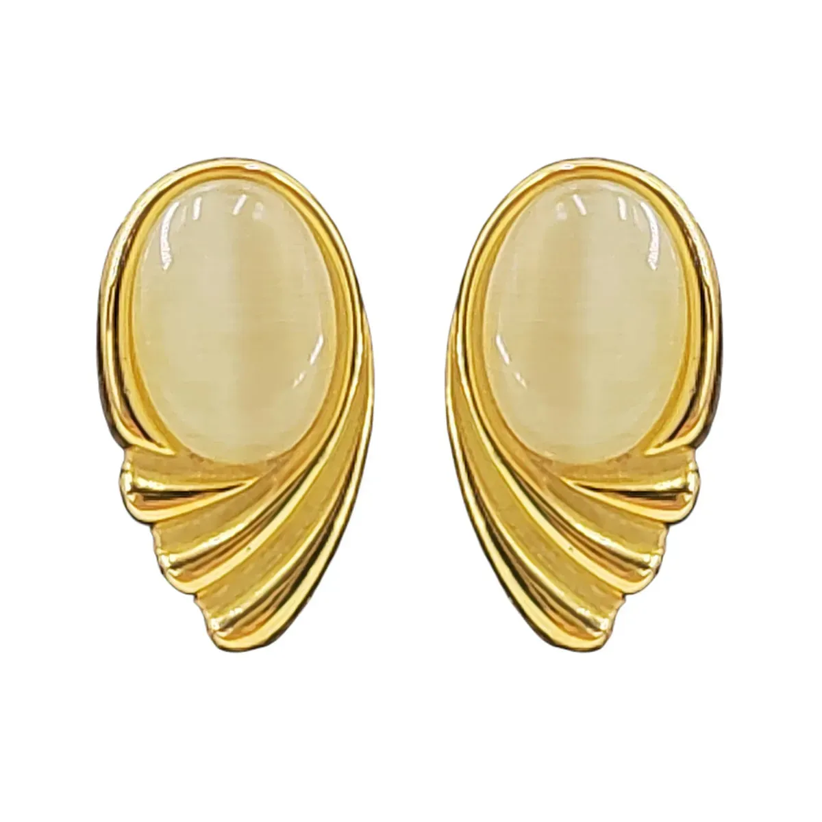1 Pair Elegant Lady Wings Inlay Stainless Steel Opal Ear Studs