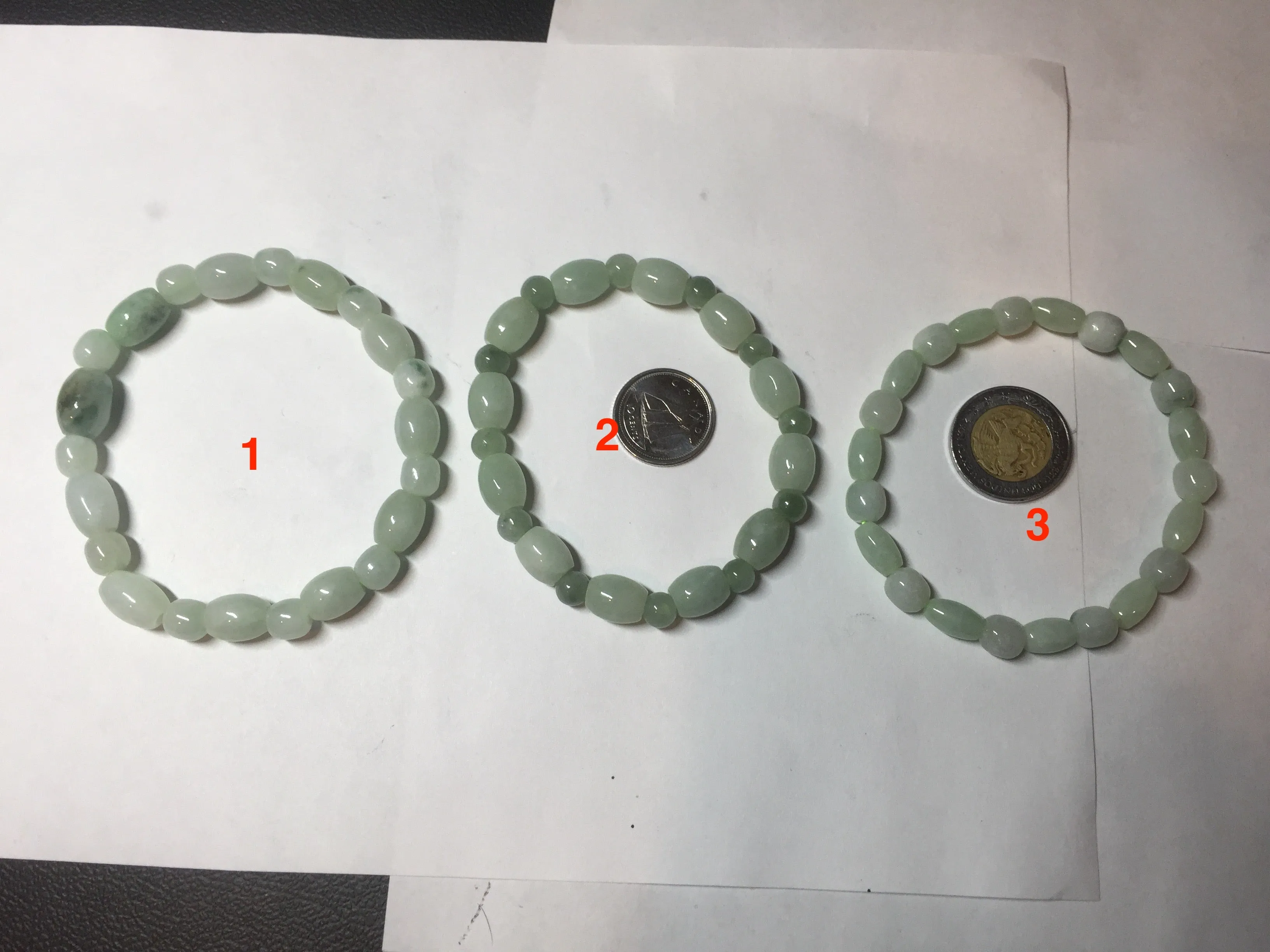 100% natural type A icy watery light green olive shape(LU LU TONG) beads jadeite jade bracelet group BP147