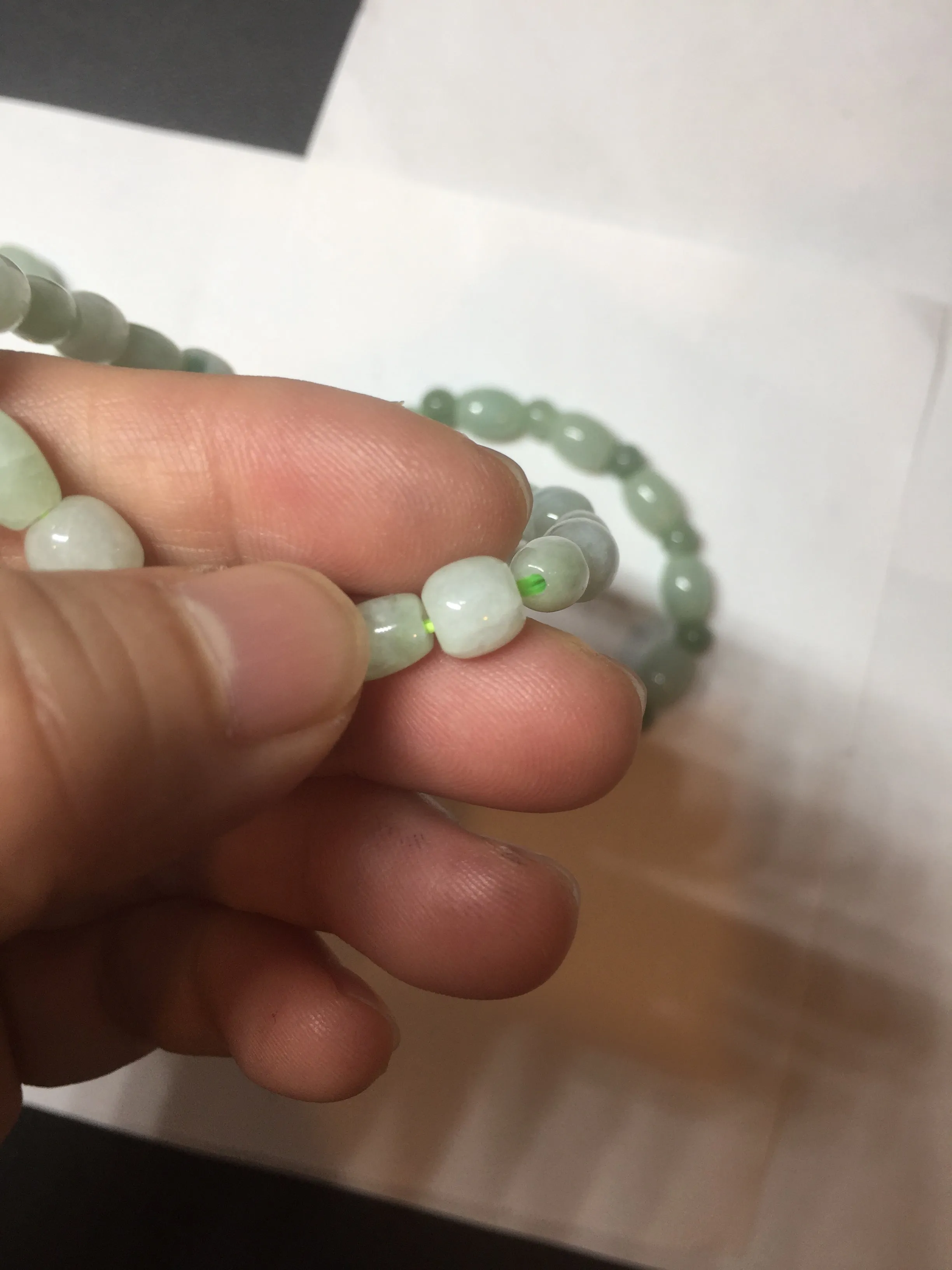 100% natural type A icy watery light green olive shape(LU LU TONG) beads jadeite jade bracelet group BP147