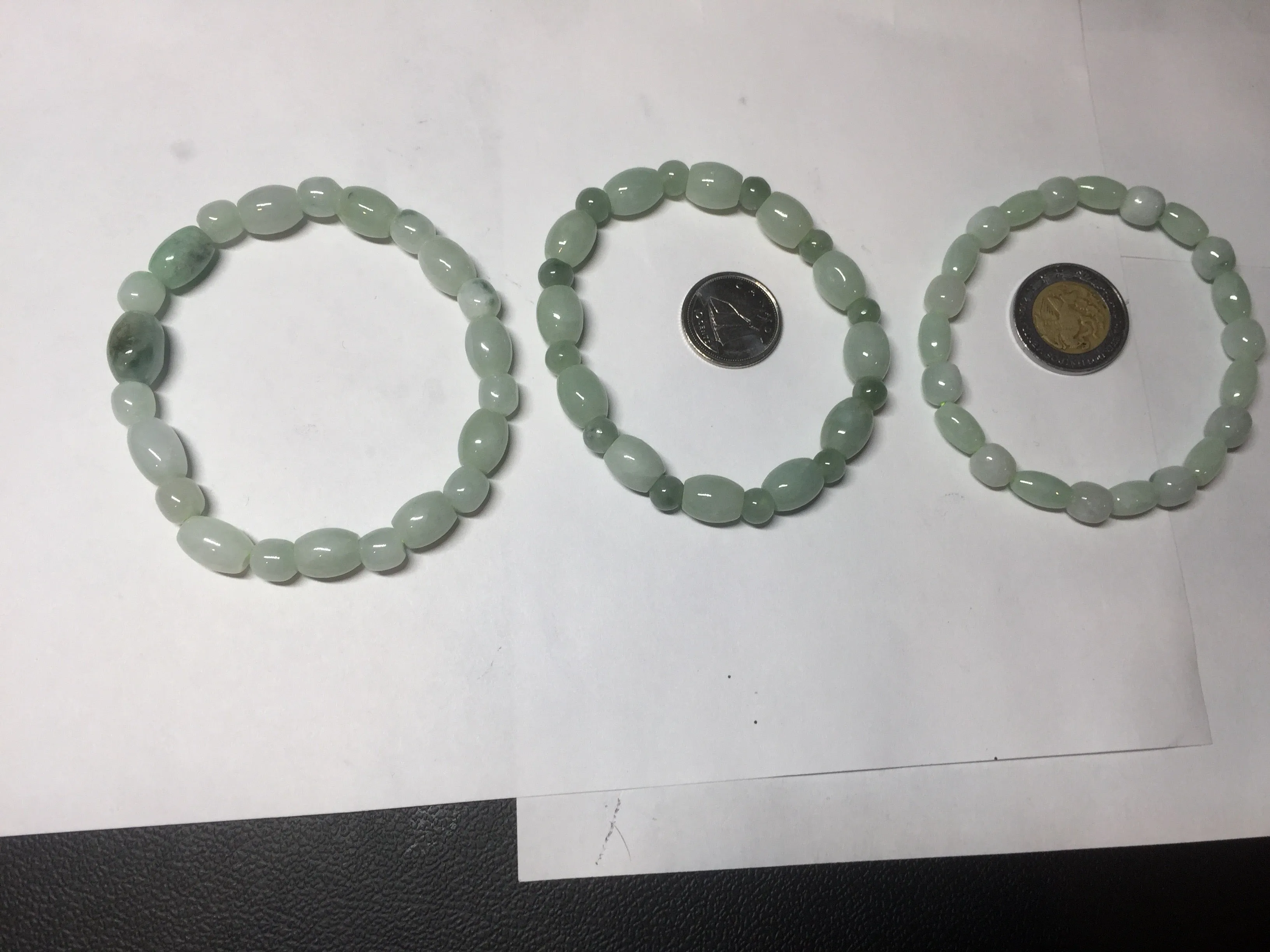 100% natural type A icy watery light green olive shape(LU LU TONG) beads jadeite jade bracelet group BP147