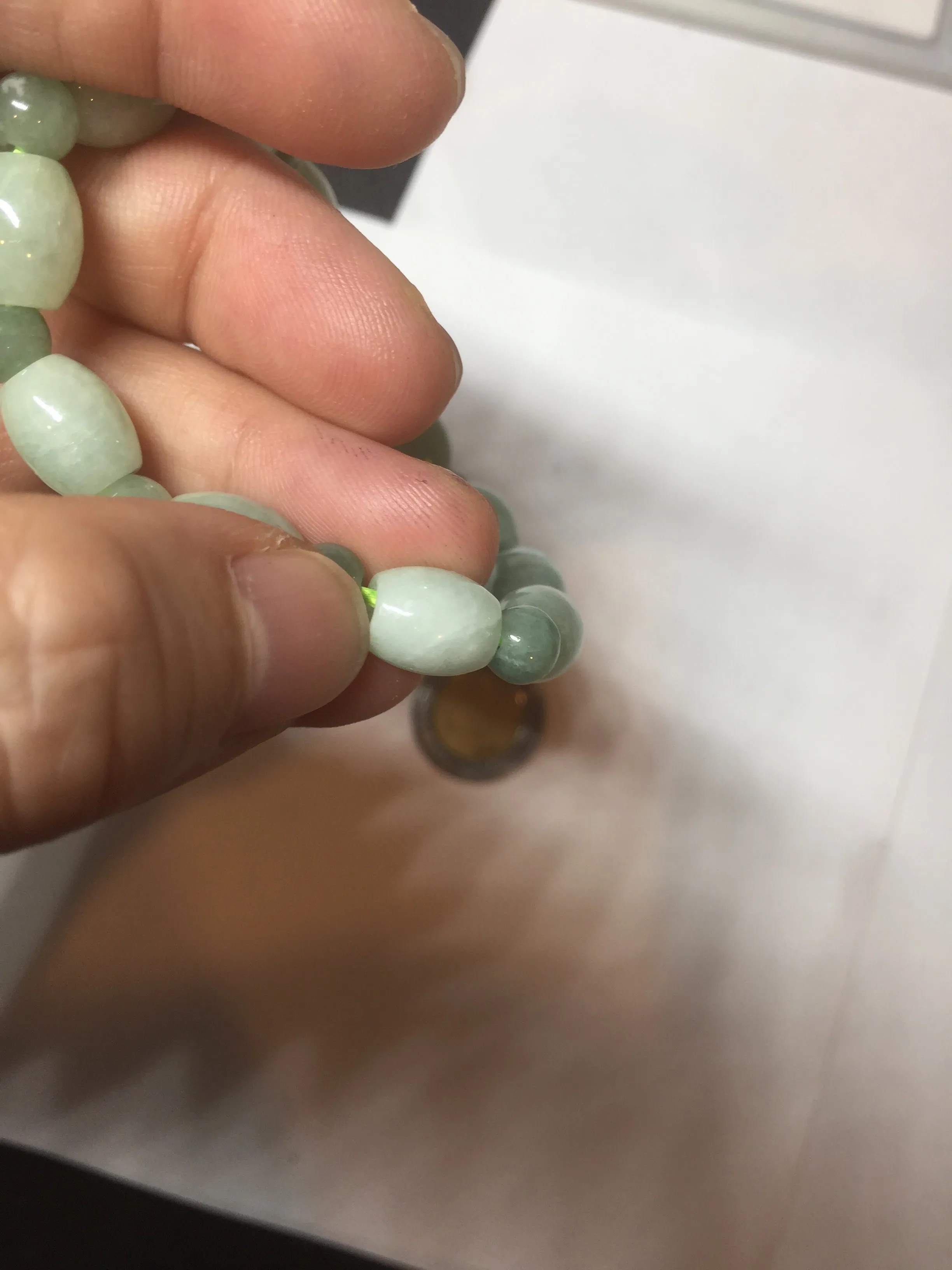 100% natural type A icy watery light green olive shape(LU LU TONG) beads jadeite jade bracelet group BP147