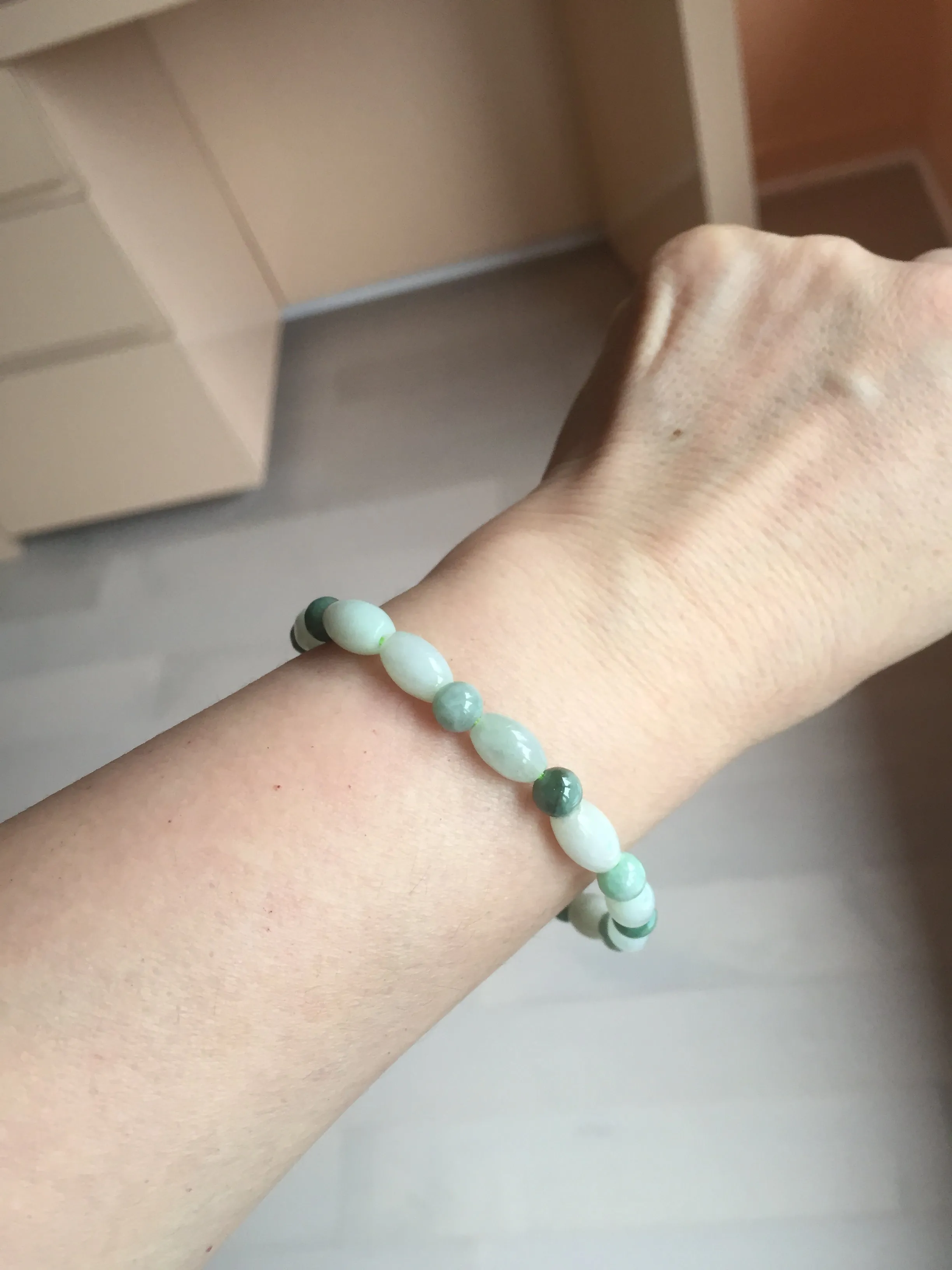 100% natural type A light green jadeite jade beads bracelet group BQ76