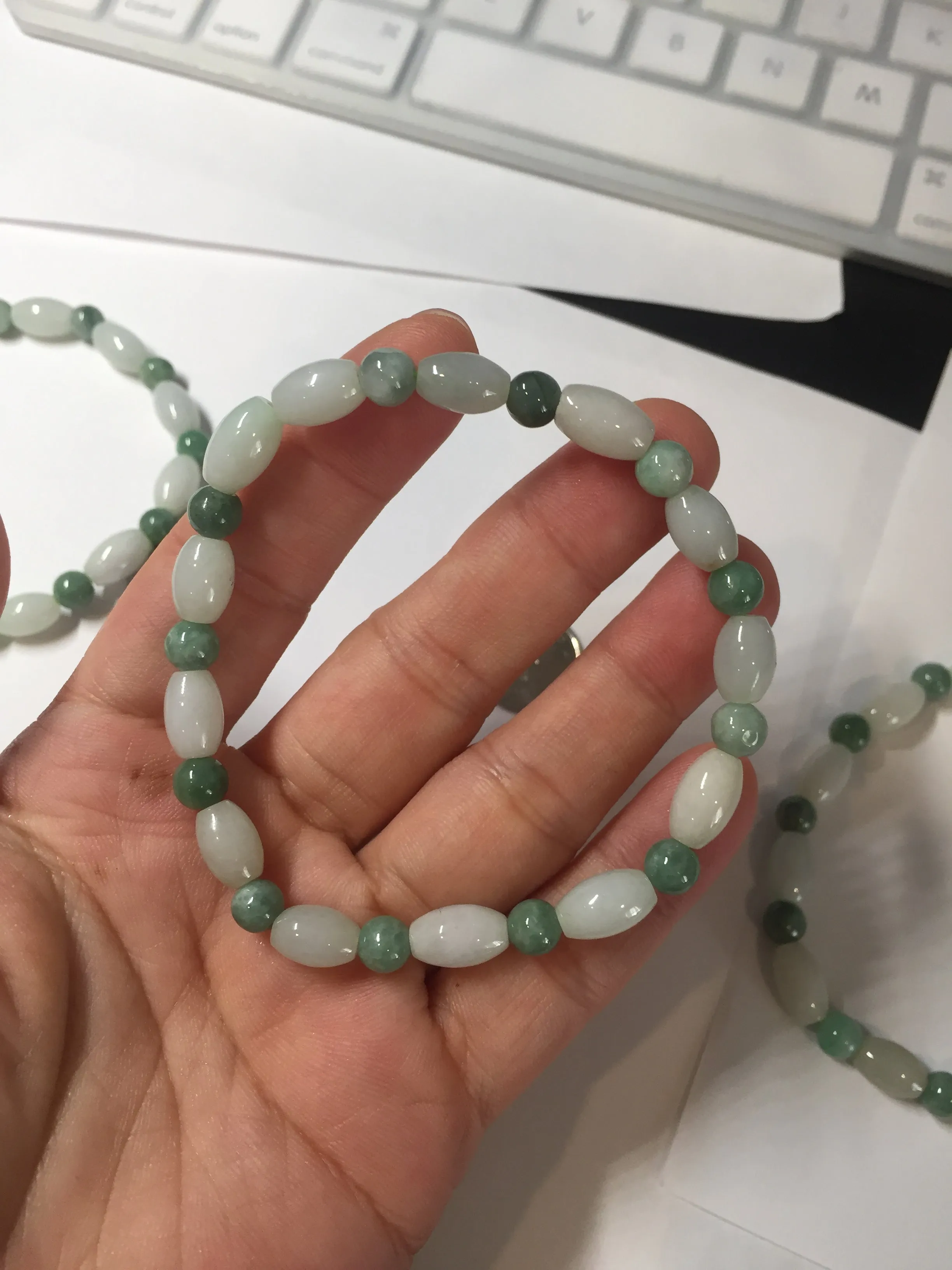 100% natural type A light green jadeite jade beads bracelet group BQ76