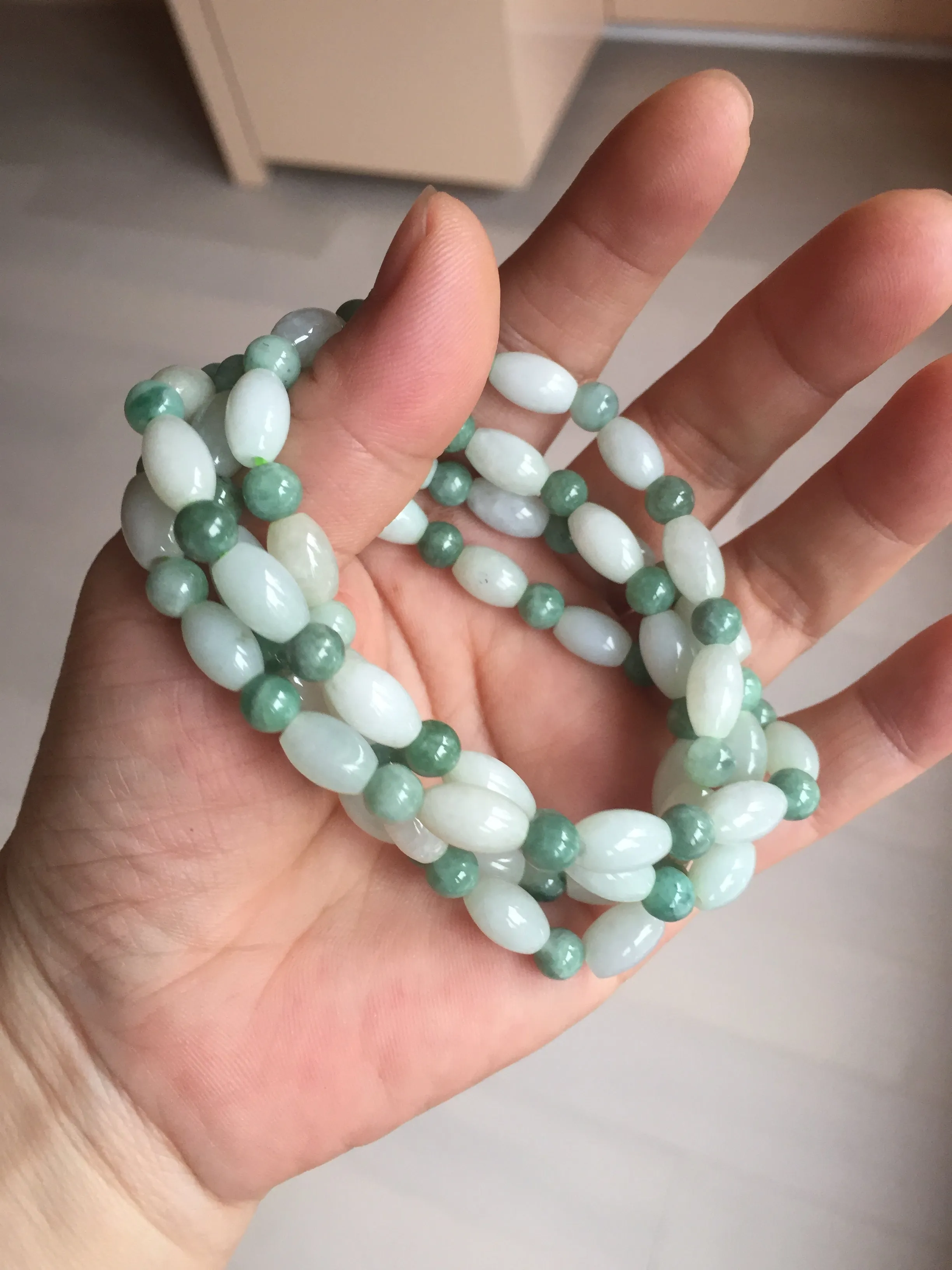 100% natural type A light green jadeite jade beads bracelet group BQ76