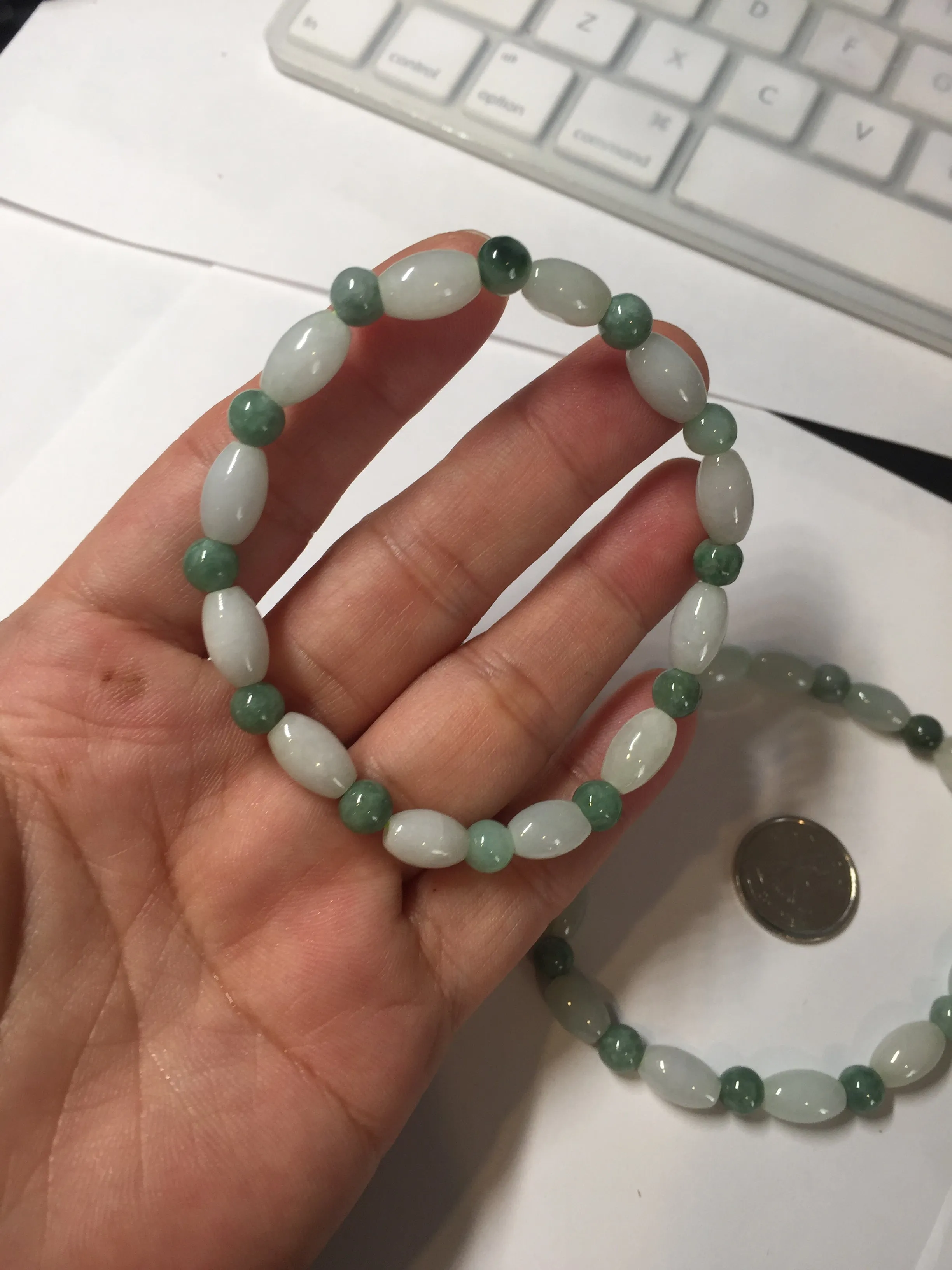100% natural type A light green jadeite jade beads bracelet group BQ76
