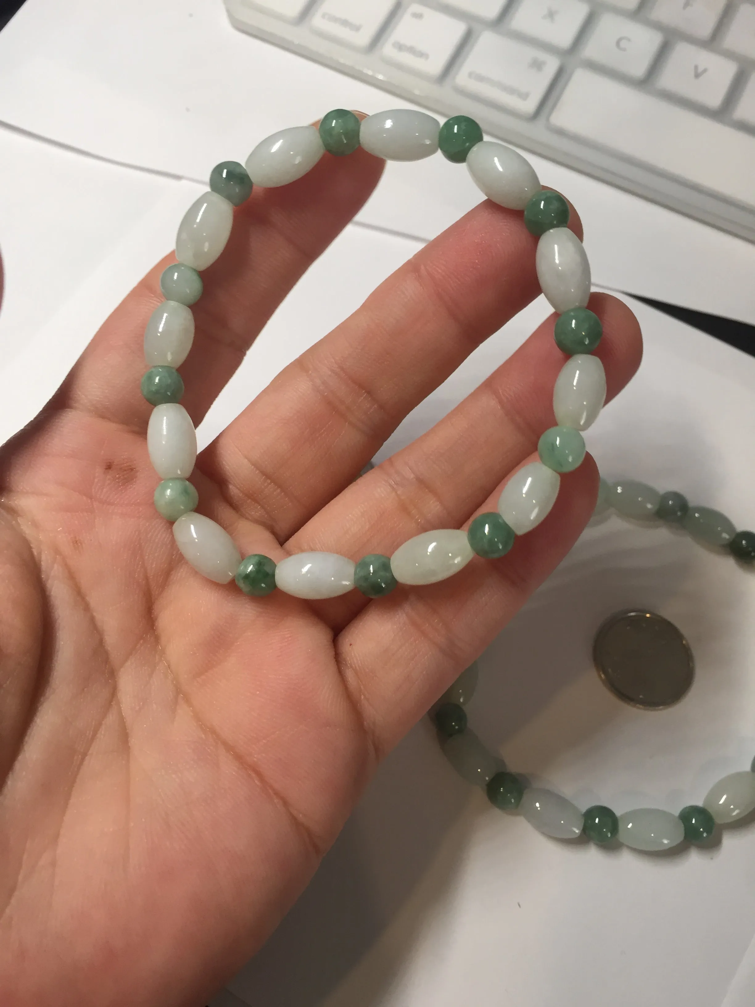 100% natural type A light green jadeite jade beads bracelet group BQ76