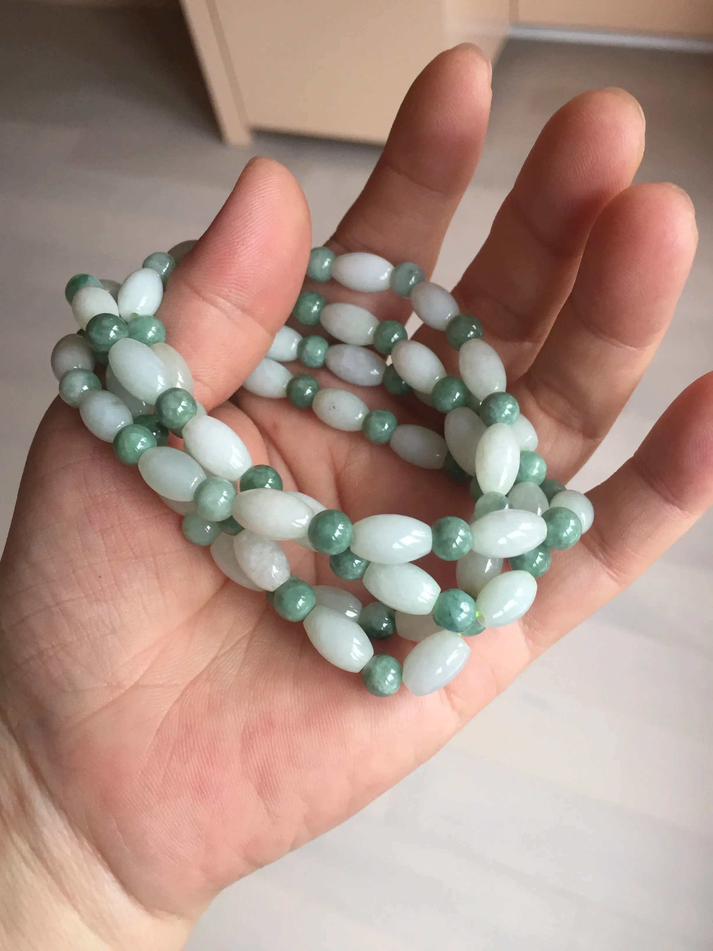 100% natural type A light green jadeite jade beads bracelet group BQ76