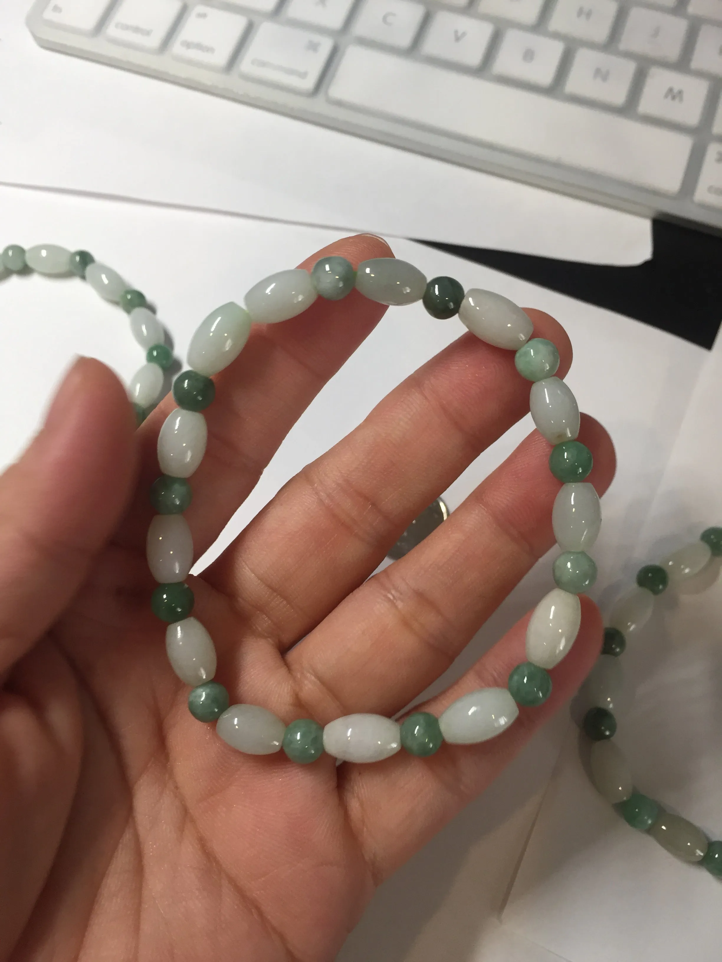100% natural type A light green jadeite jade beads bracelet group BQ76