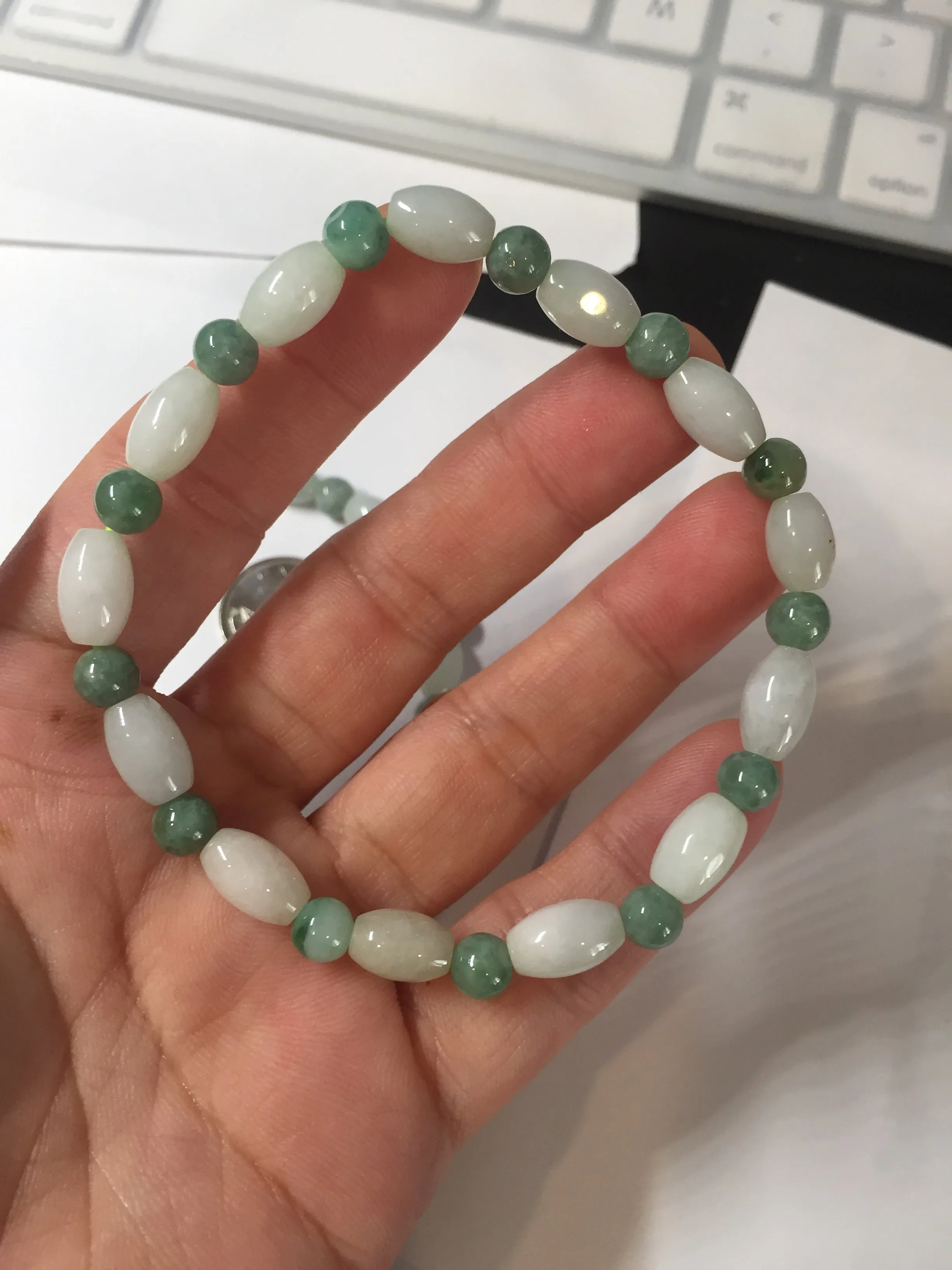 100% natural type A light green jadeite jade beads bracelet group BQ76