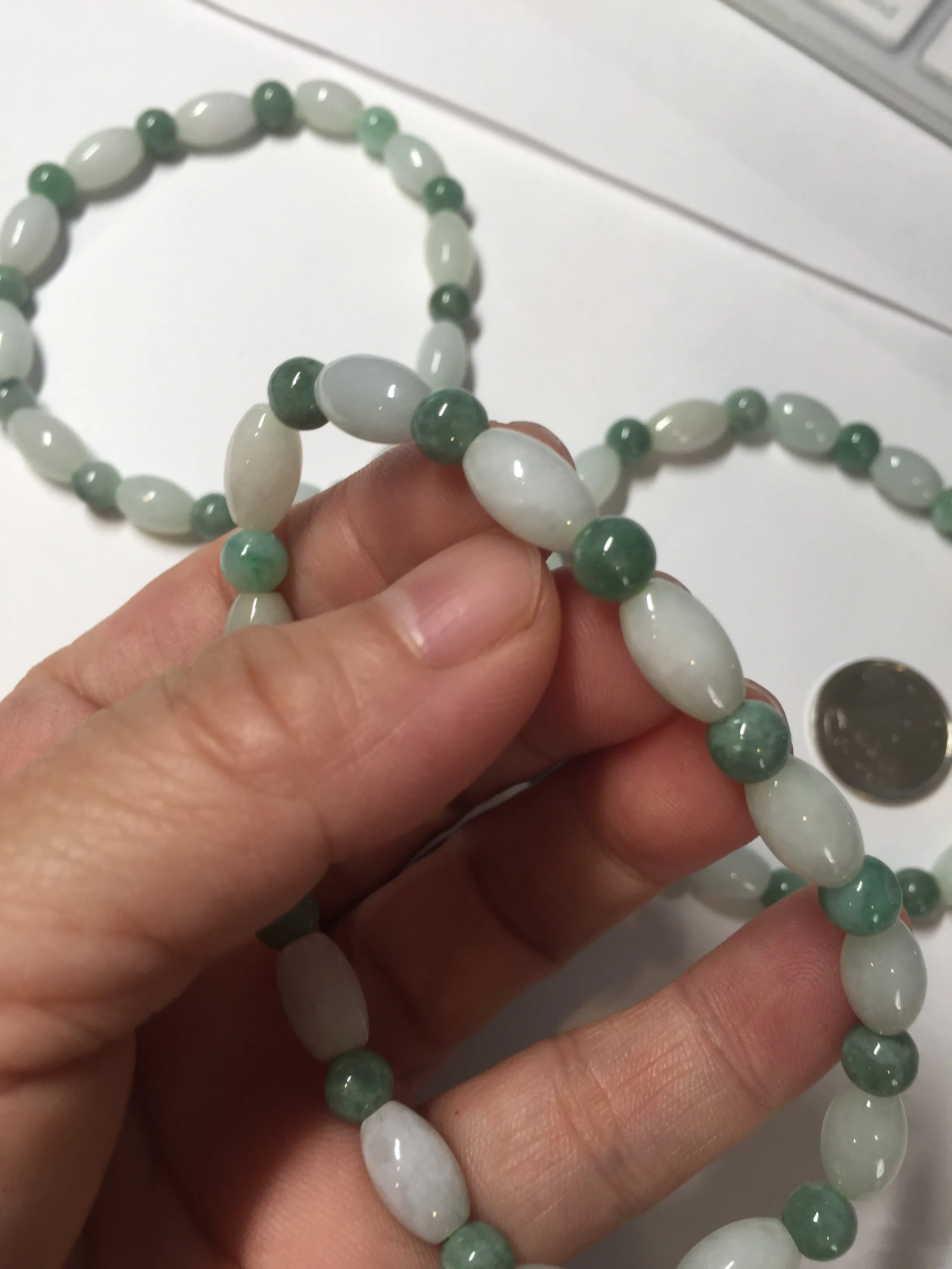 100% natural type A light green jadeite jade beads bracelet group BQ76