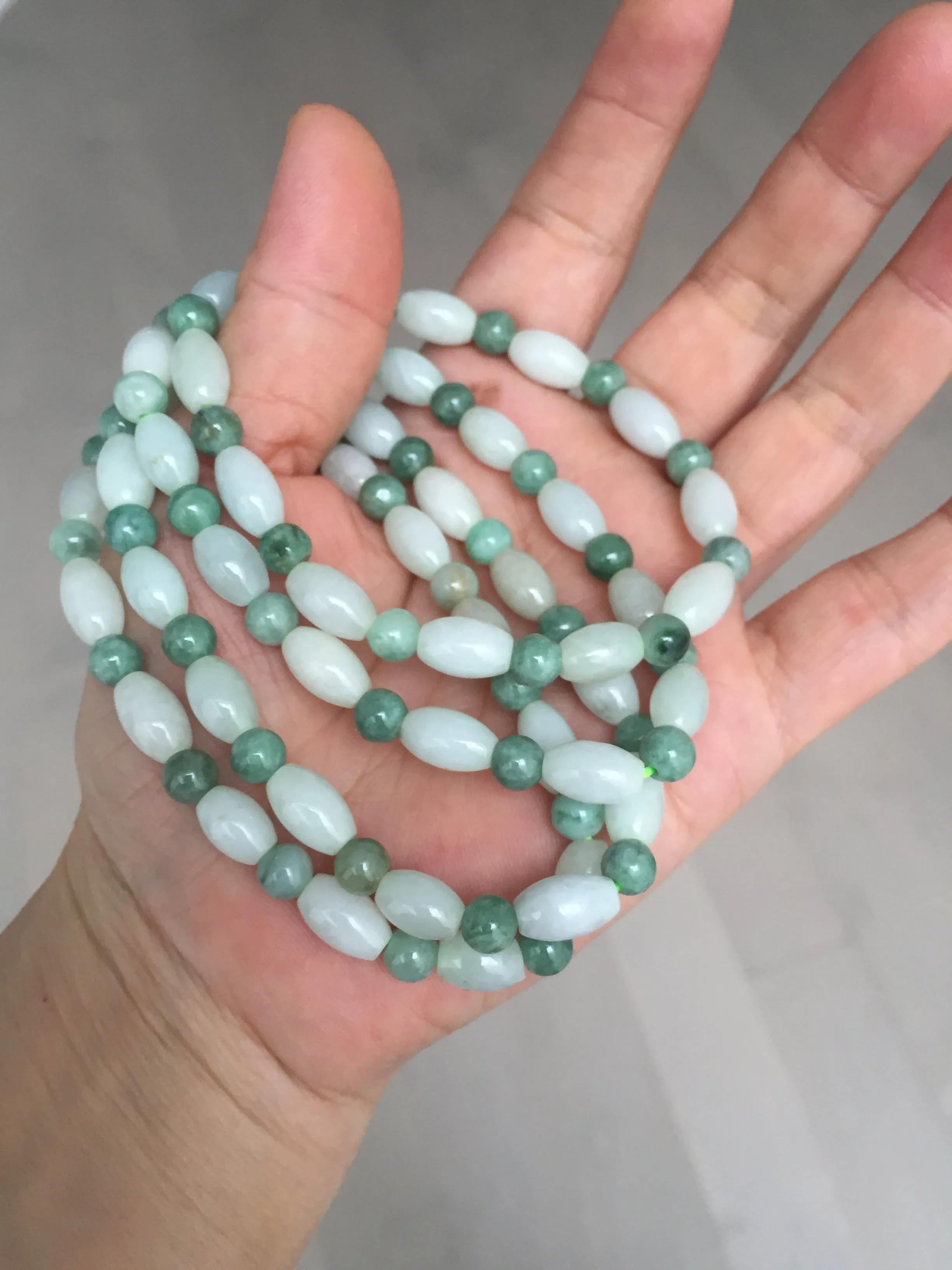100% natural type A light green jadeite jade beads bracelet group BQ76