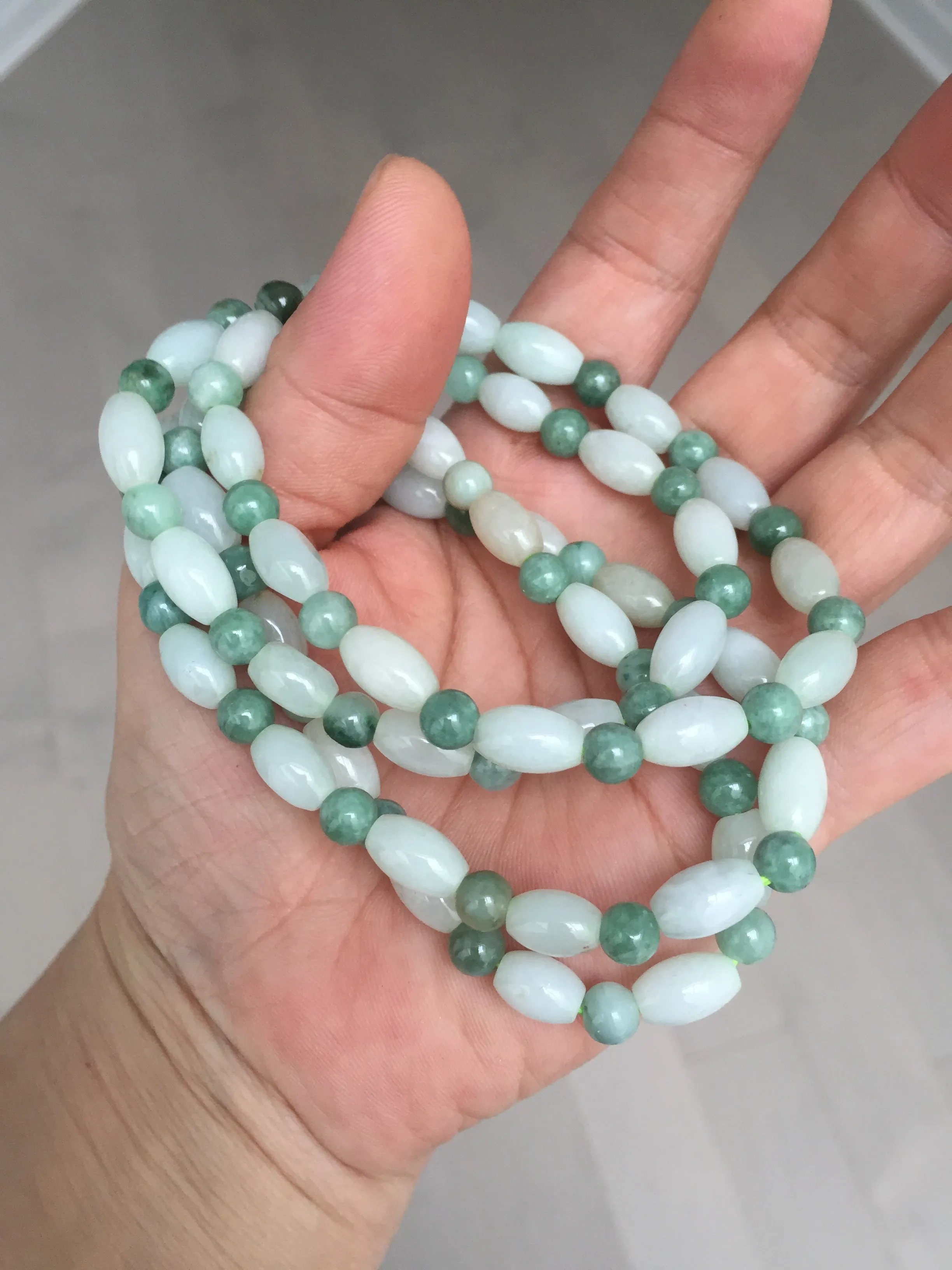 100% natural type A light green jadeite jade beads bracelet group BQ76