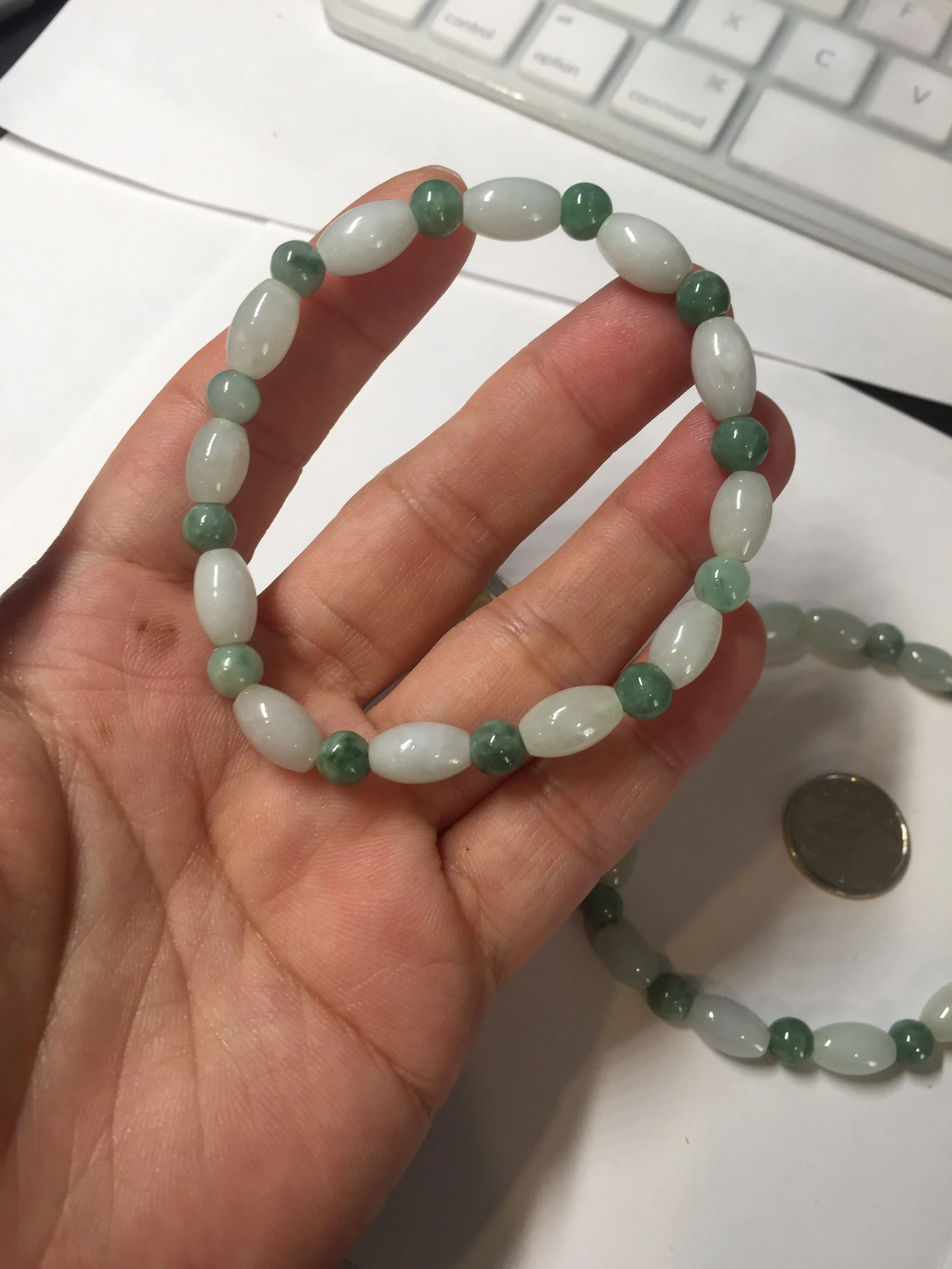 100% natural type A light green jadeite jade beads bracelet group BQ76