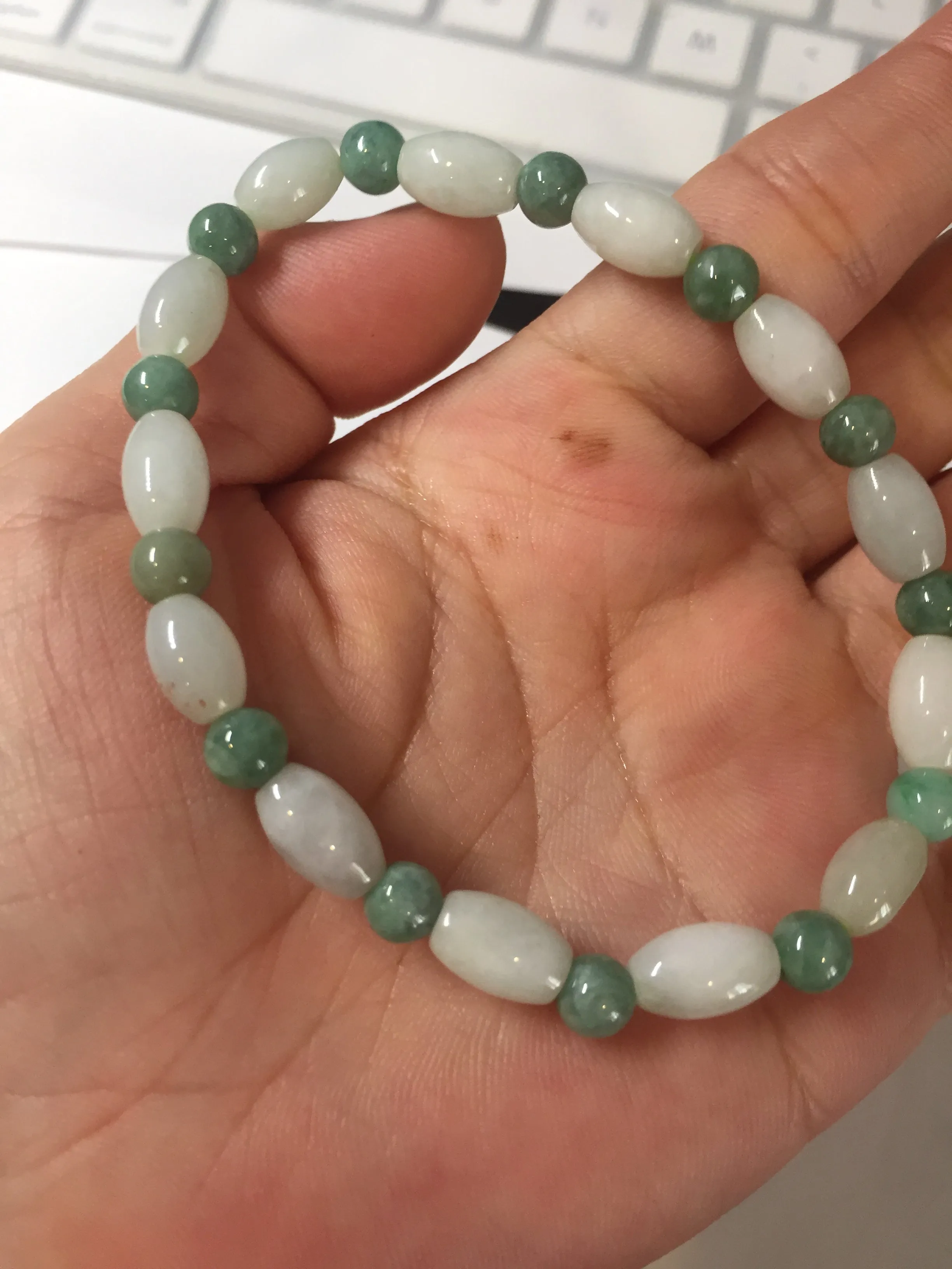 100% natural type A light green jadeite jade beads bracelet group BQ76