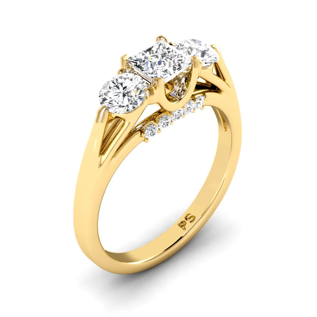 1.05-3.55 CT Round & Princess Cut Lab Grown Diamonds - Engagement Ring
