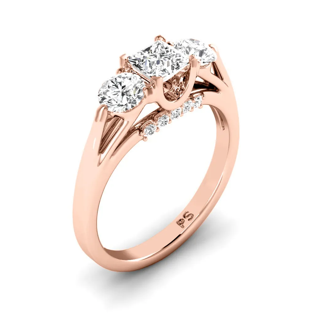 1.05-3.55 CT Round & Princess Cut Lab Grown Diamonds - Engagement Ring