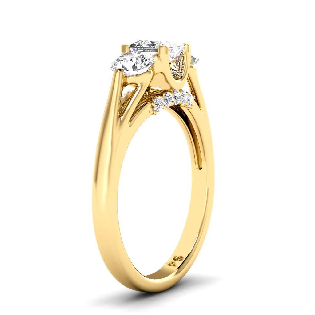 1.05-3.55 CT Round & Princess Cut Lab Grown Diamonds - Engagement Ring