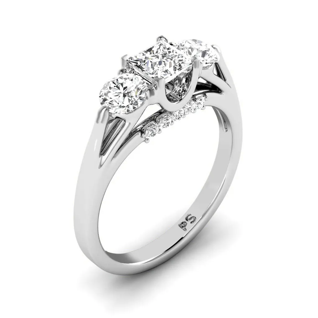 1.05-3.55 CT Round & Princess Cut Lab Grown Diamonds - Engagement Ring