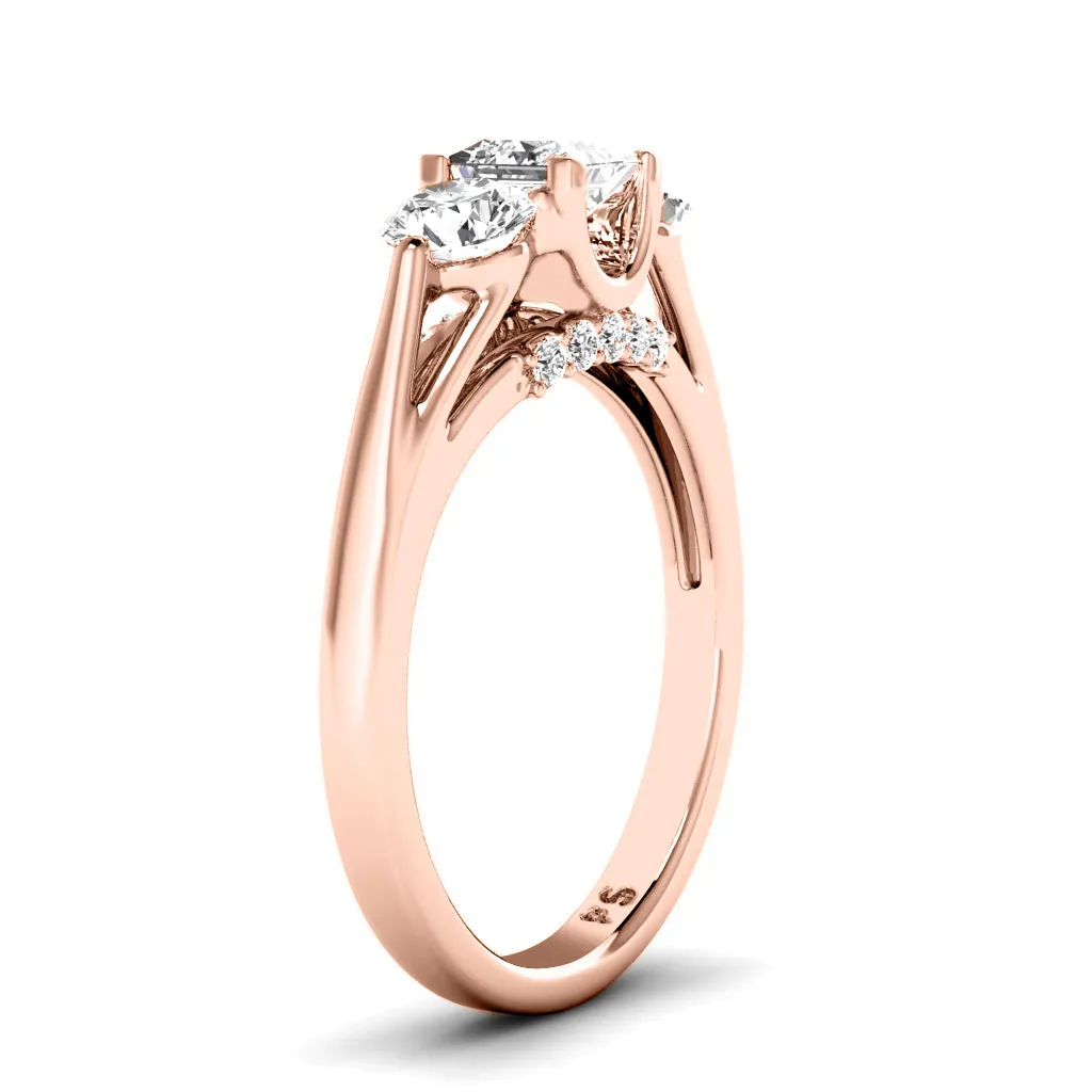 1.05-3.55 CT Round & Princess Cut Lab Grown Diamonds - Engagement Ring