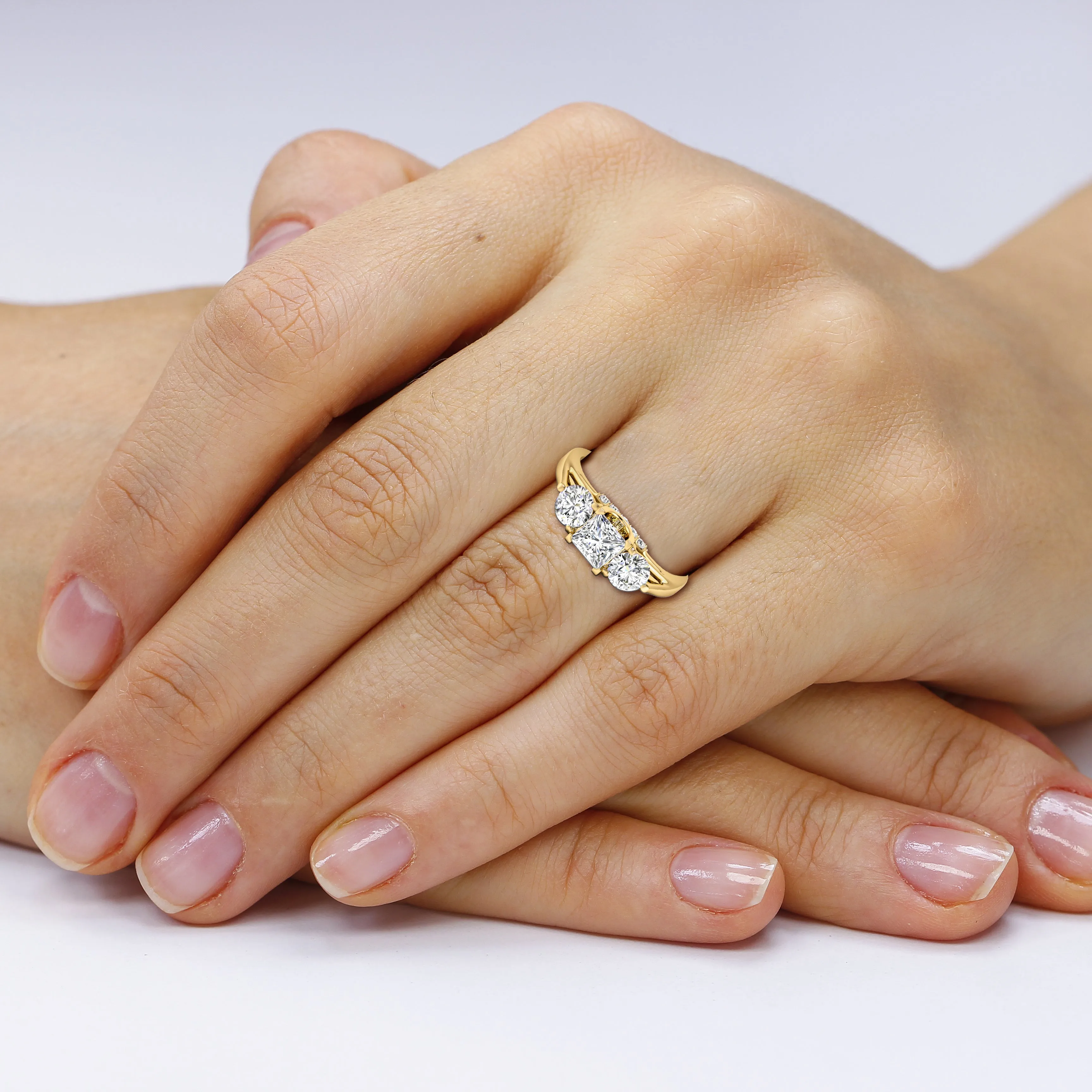 1.05-3.55 CT Round & Princess Cut Lab Grown Diamonds - Engagement Ring
