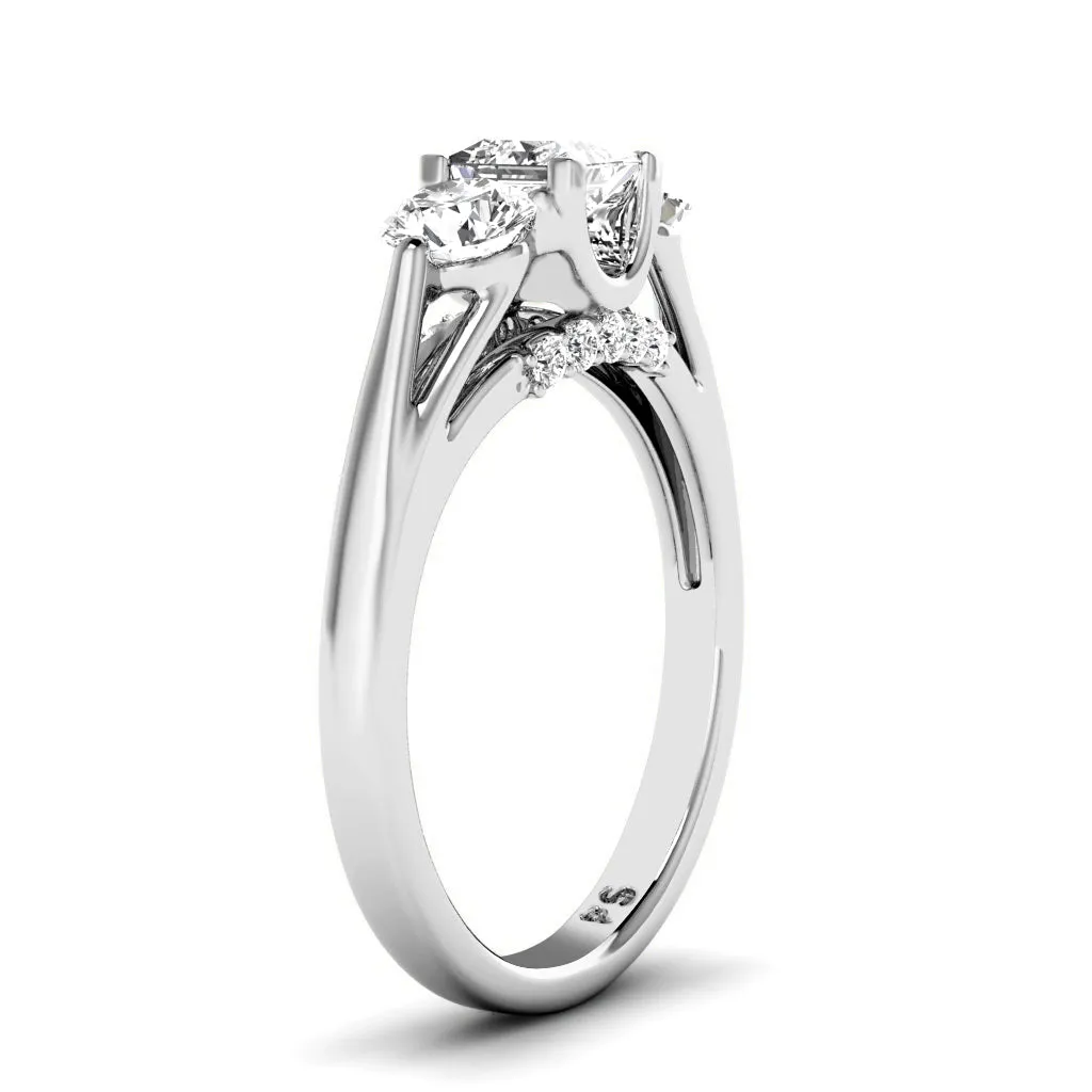 1.05-3.55 CT Round & Princess Cut Lab Grown Diamonds - Engagement Ring