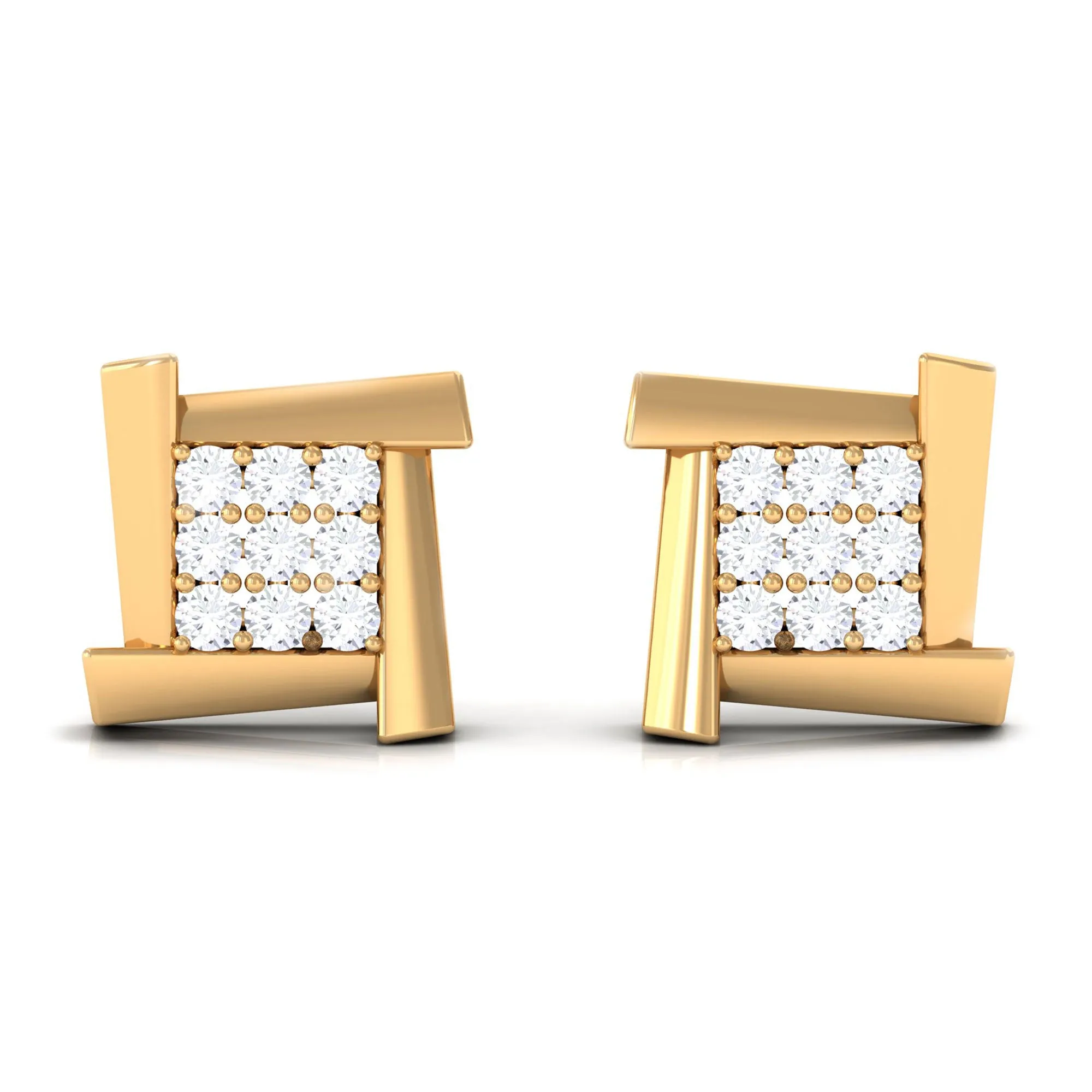1/2 CT Natural Diamond Square Stud Earrings