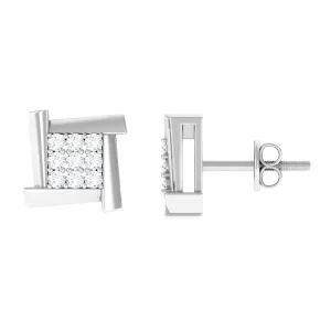1/2 CT Natural Diamond Square Stud Earrings