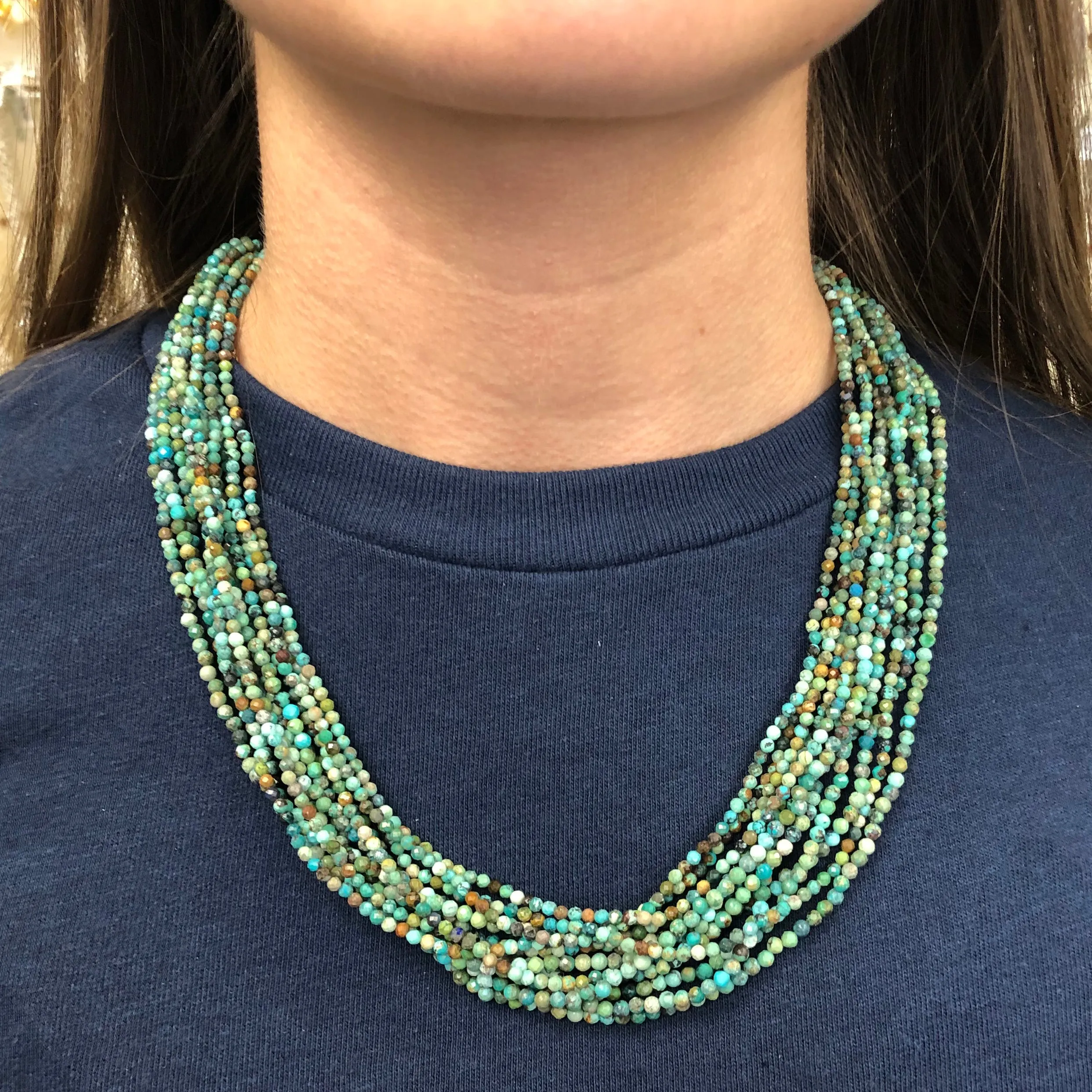 12 Strand African Turquoise Necklace