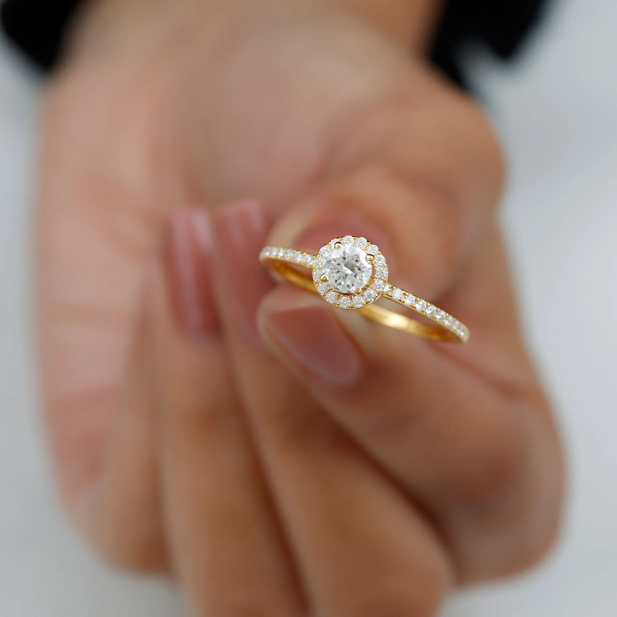 1.25 CT Moissanite Classic Halo Engagement Ring in Gold