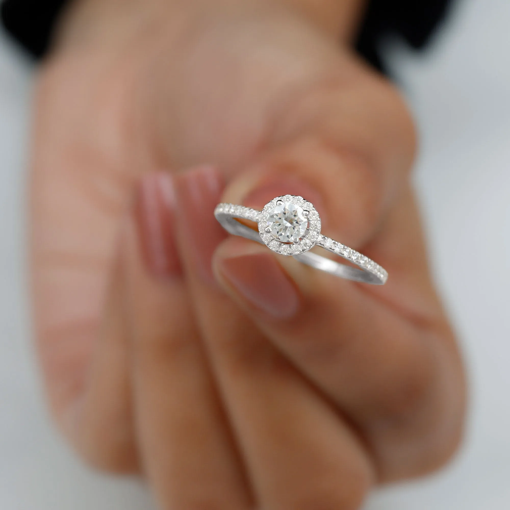 1.25 CT Moissanite Classic Halo Engagement Ring in Gold