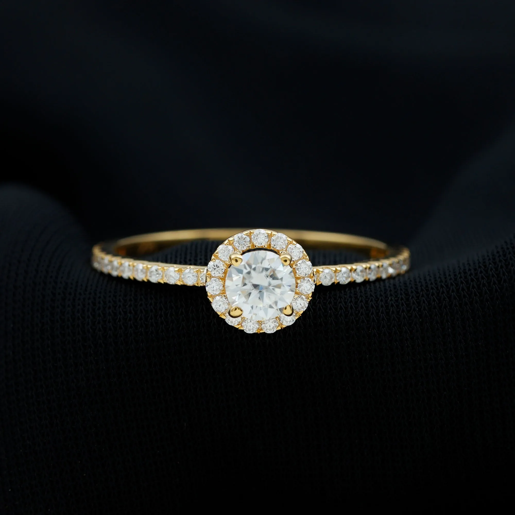 1.25 CT Moissanite Classic Halo Engagement Ring in Gold