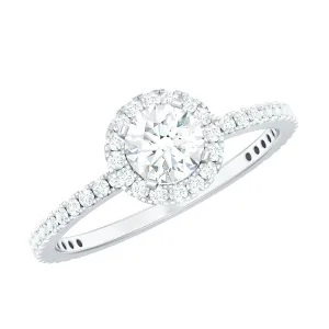 1.25 CT Moissanite Classic Halo Engagement Ring in Gold
