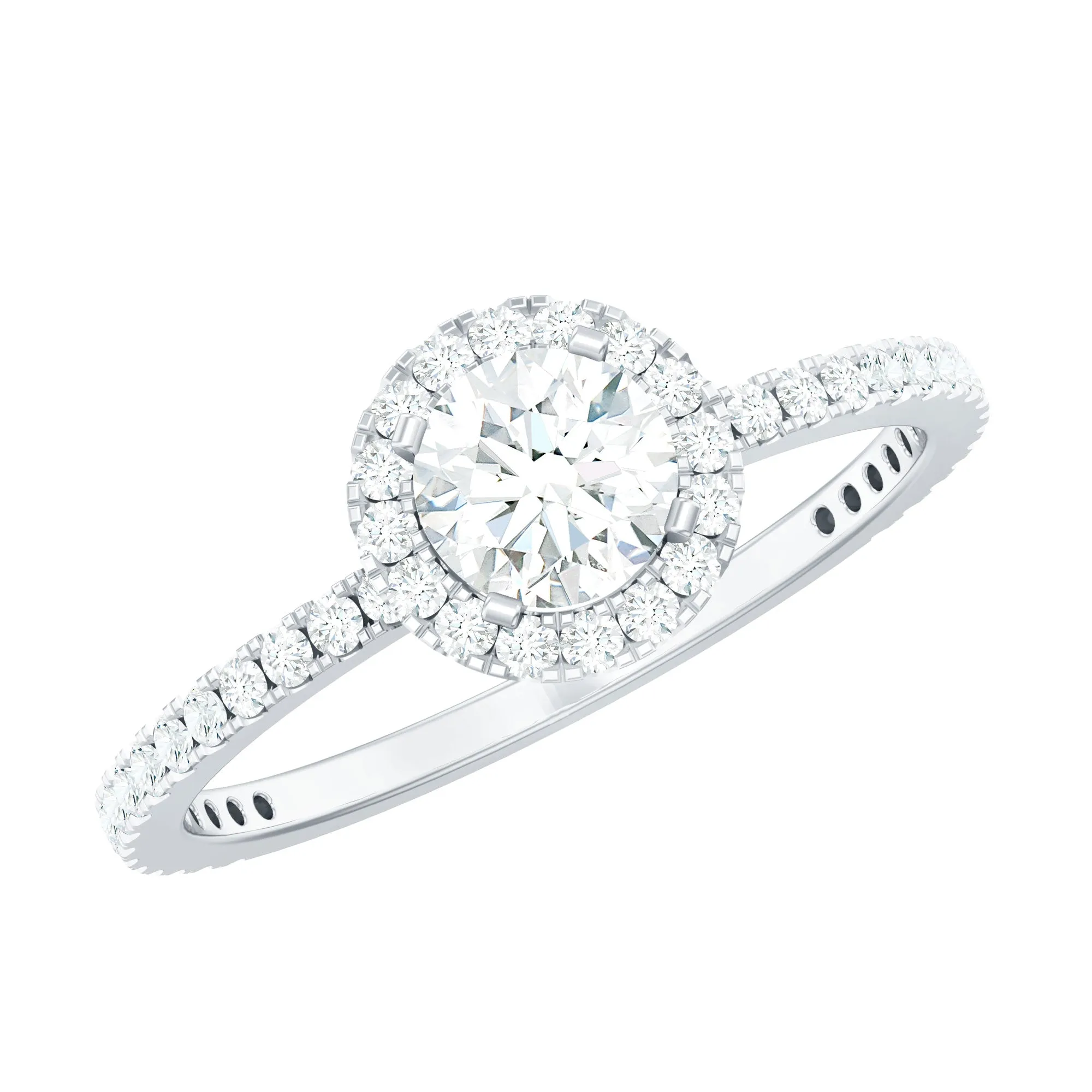 1.25 CT Moissanite Classic Halo Engagement Ring in Gold