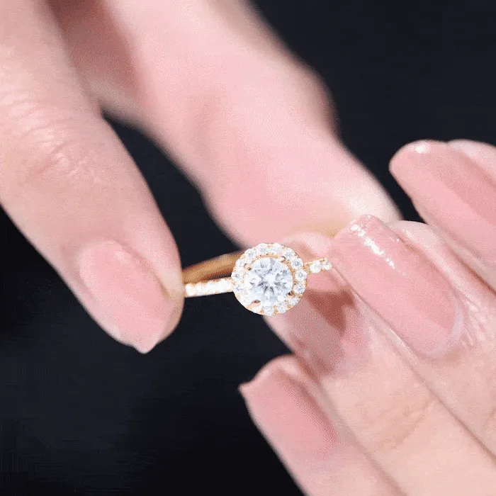 1.25 CT Moissanite Classic Halo Engagement Ring in Gold