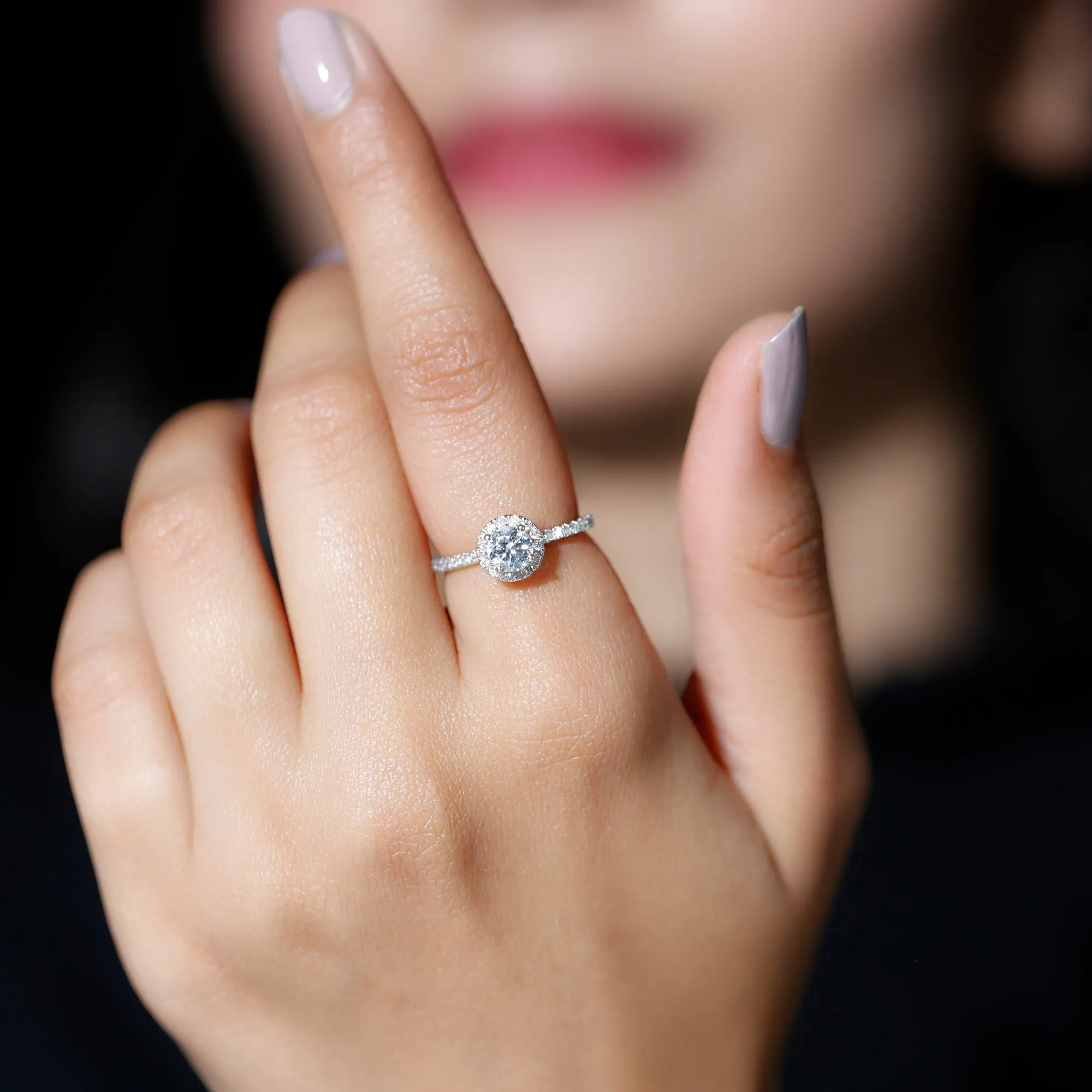 1.25 CT Moissanite Classic Halo Engagement Ring in Gold