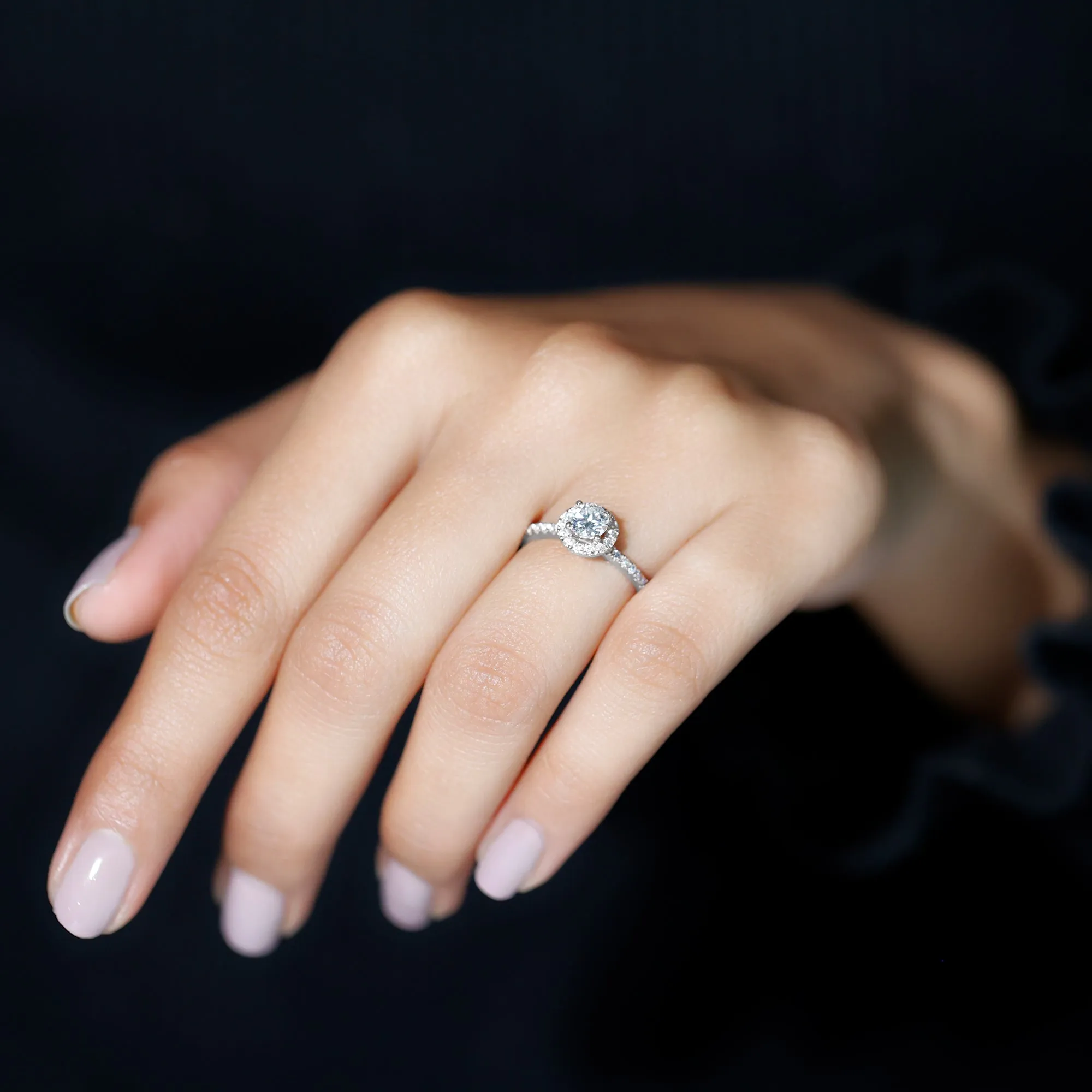 1.25 CT Moissanite Classic Halo Engagement Ring in Gold
