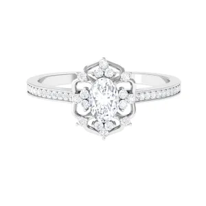 1.25 CT Vintage Inspired Zircon Flower Engagement Ring