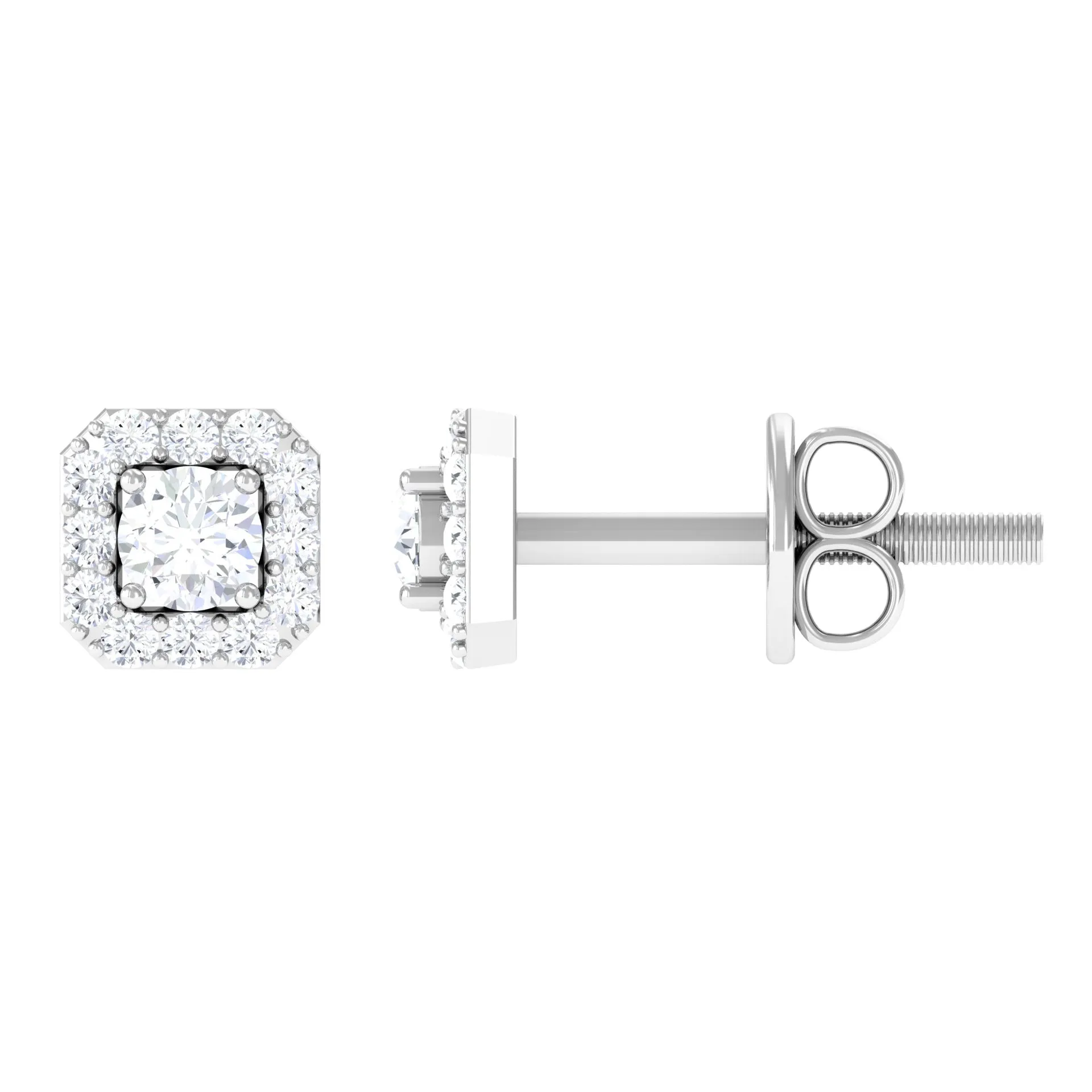 1/4 CT Solitaire Diamond Stud Earrings with Halo