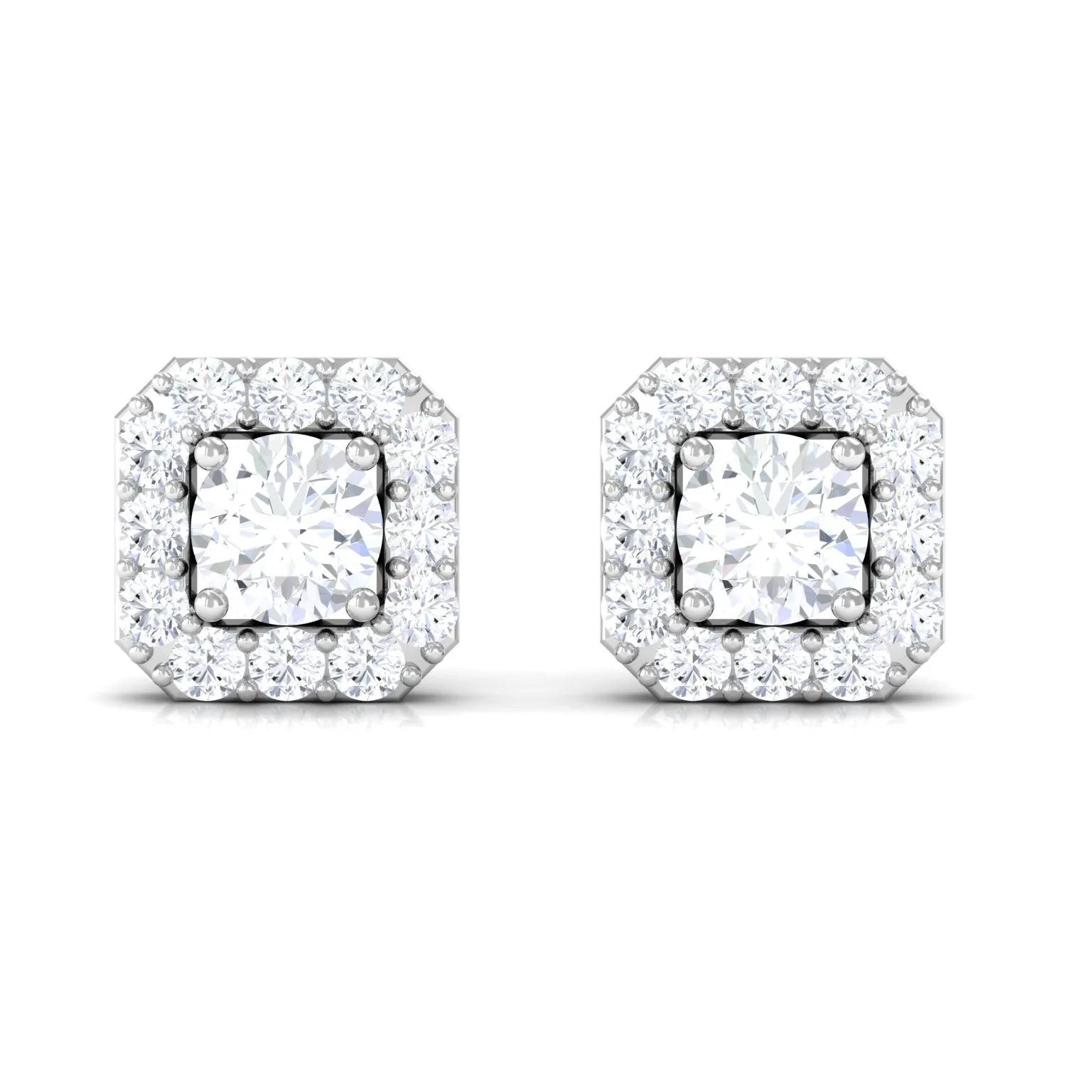 1/4 CT Solitaire Diamond Stud Earrings with Halo