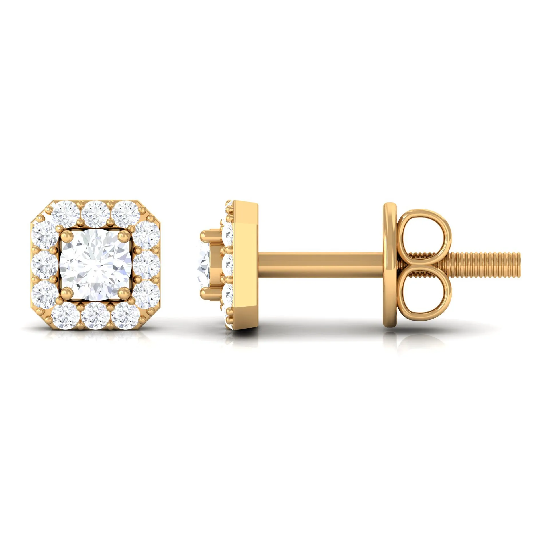 1/4 CT Solitaire Diamond Stud Earrings with Halo