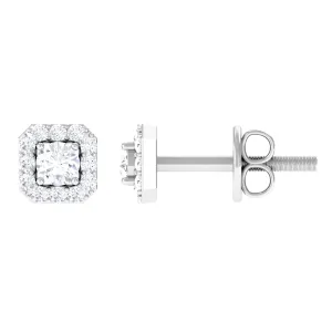1/4 CT Solitaire Diamond Stud Earrings with Halo