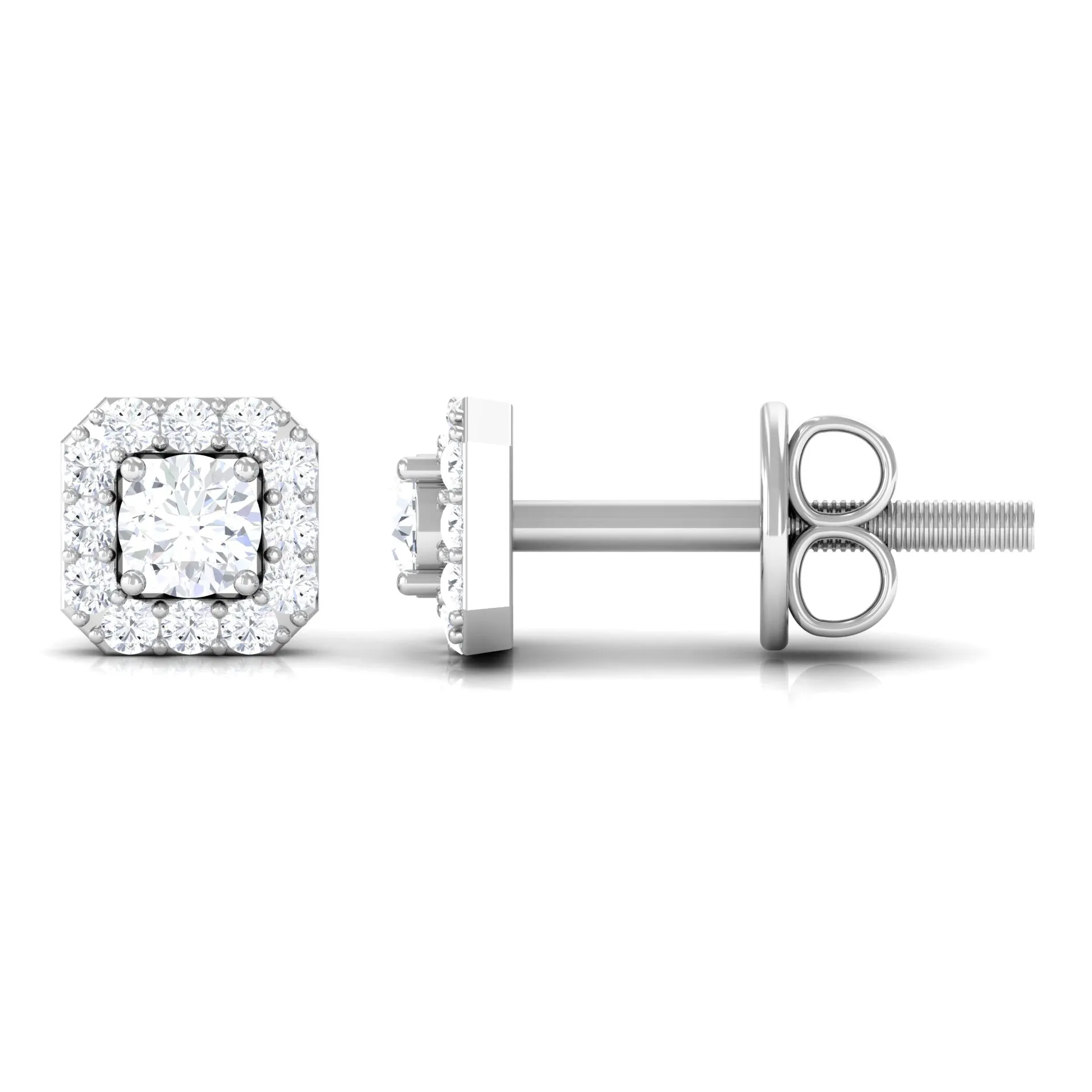 1/4 CT Solitaire Diamond Stud Earrings with Halo