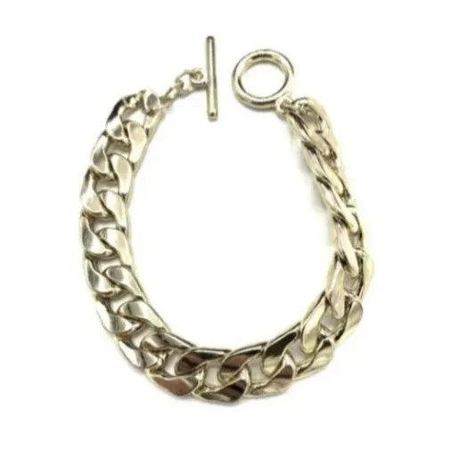 14 KT gp CUBAN LINK BRACELET- 7.5 Inches Long- 12 mm wide - MADE IN USA