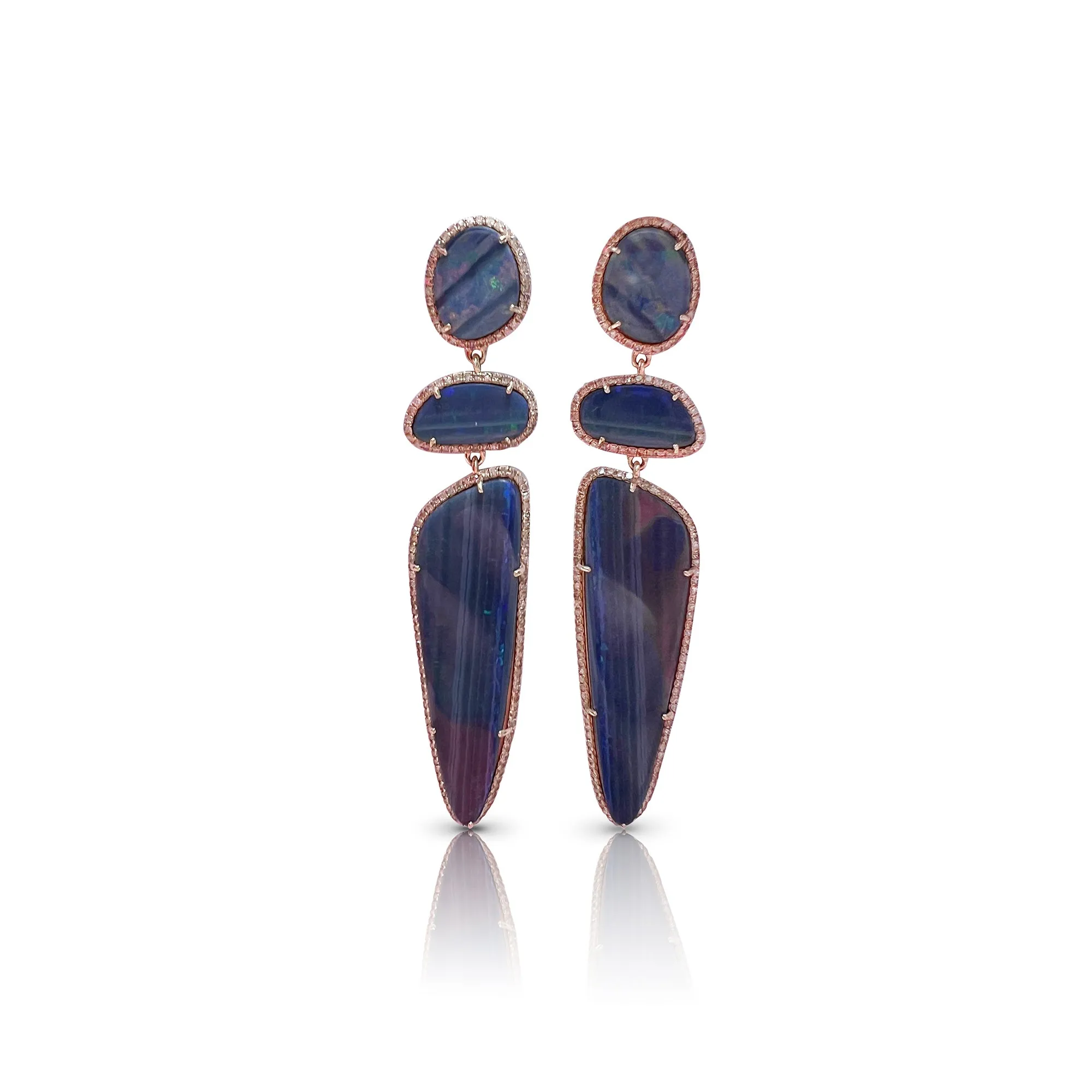 14k Boulder Opal Triple Drop Earrings