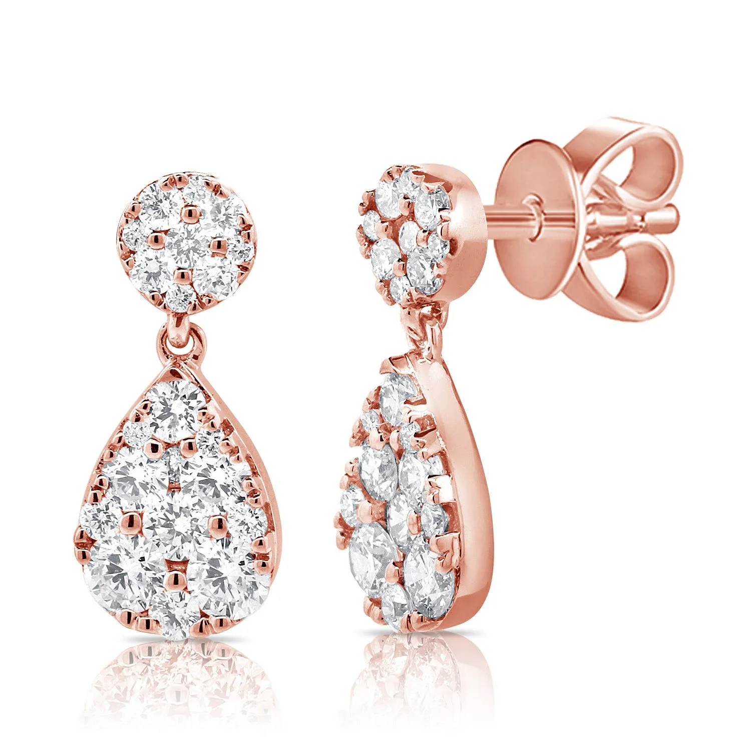 14k Gold & Diamond Dangle Stud Earrings - 0.58ct